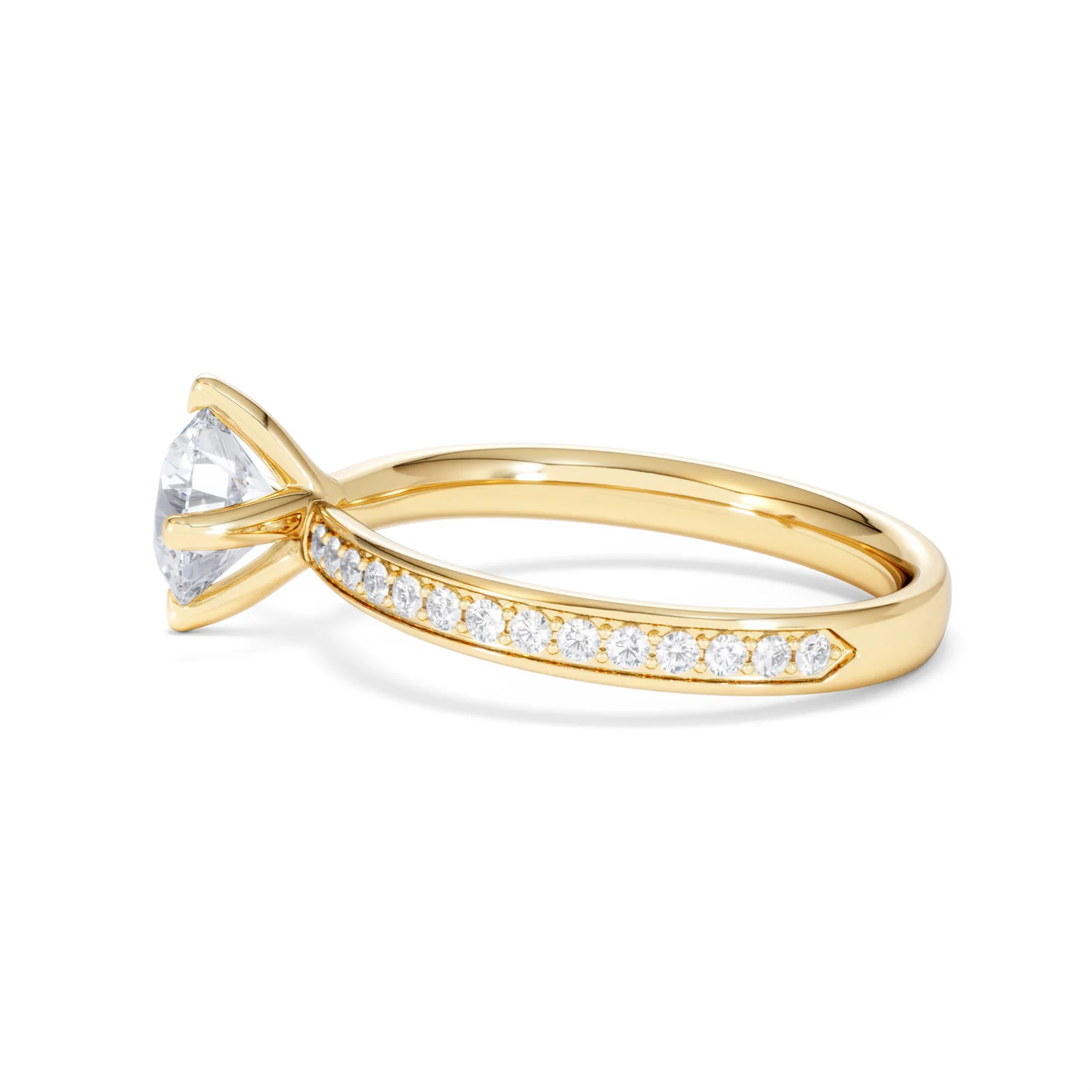 Origin Twist 1.00ct Round Cut Lab Diamond Solitaire Engagement Ring with Side Stones in 18K Yellow Gold - Image 66