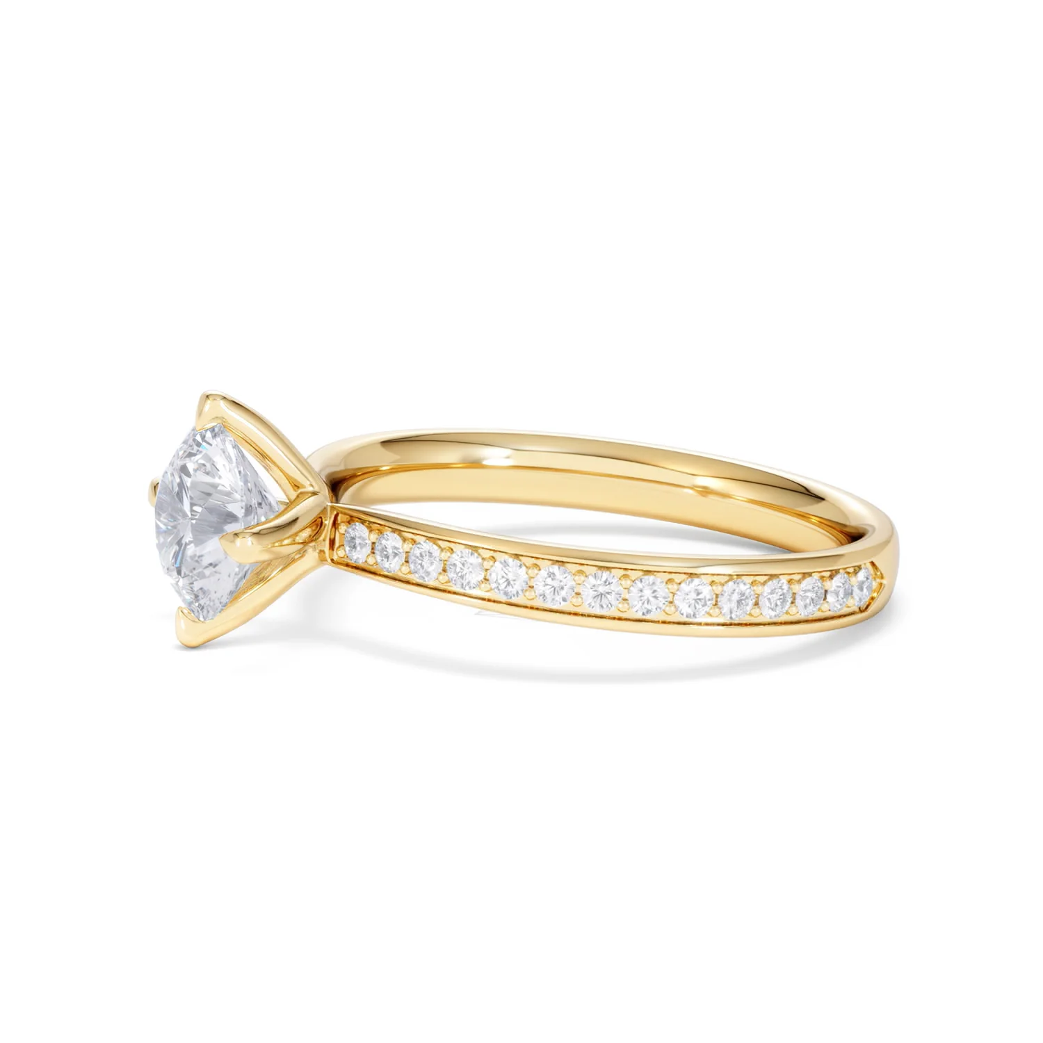 Origin Twist 1.00ct Round Cut Lab Diamond Solitaire Engagement Ring with Side Stones in 18K Yellow Gold - Image 72
