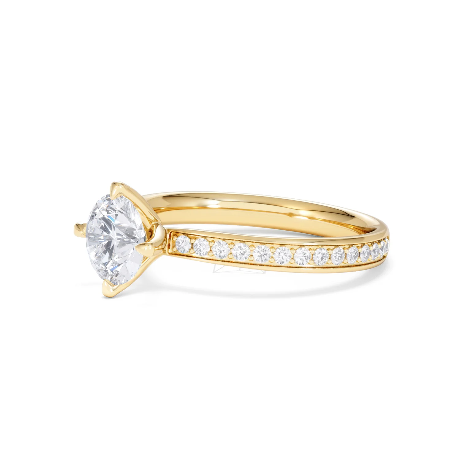 Origin Twist 1.00ct Round Cut Lab Diamond Solitaire Engagement Ring with Side Stones in 18K Yellow Gold - Image 76