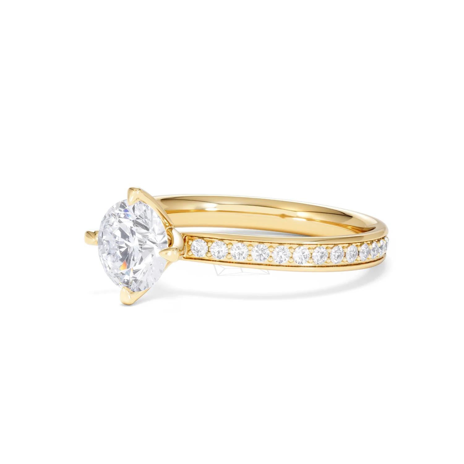 Origin Twist 1.00ct Round Cut Lab Diamond Solitaire Engagement Ring with Side Stones in 18K Yellow Gold - Image 78