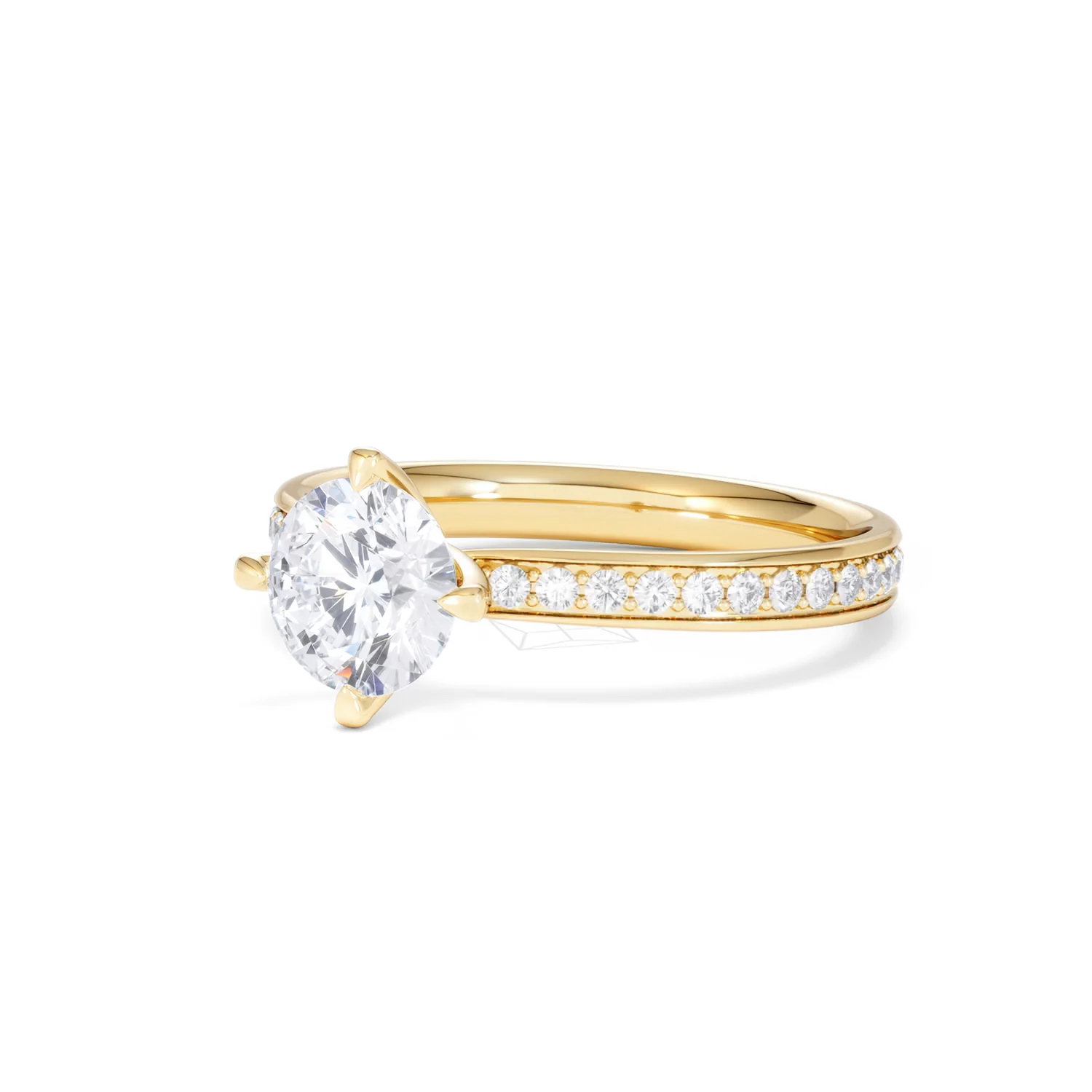 Origin Twist 1.00ct Round Cut Lab Diamond Solitaire Engagement Ring with Side Stones in 18K Yellow Gold - Image 80