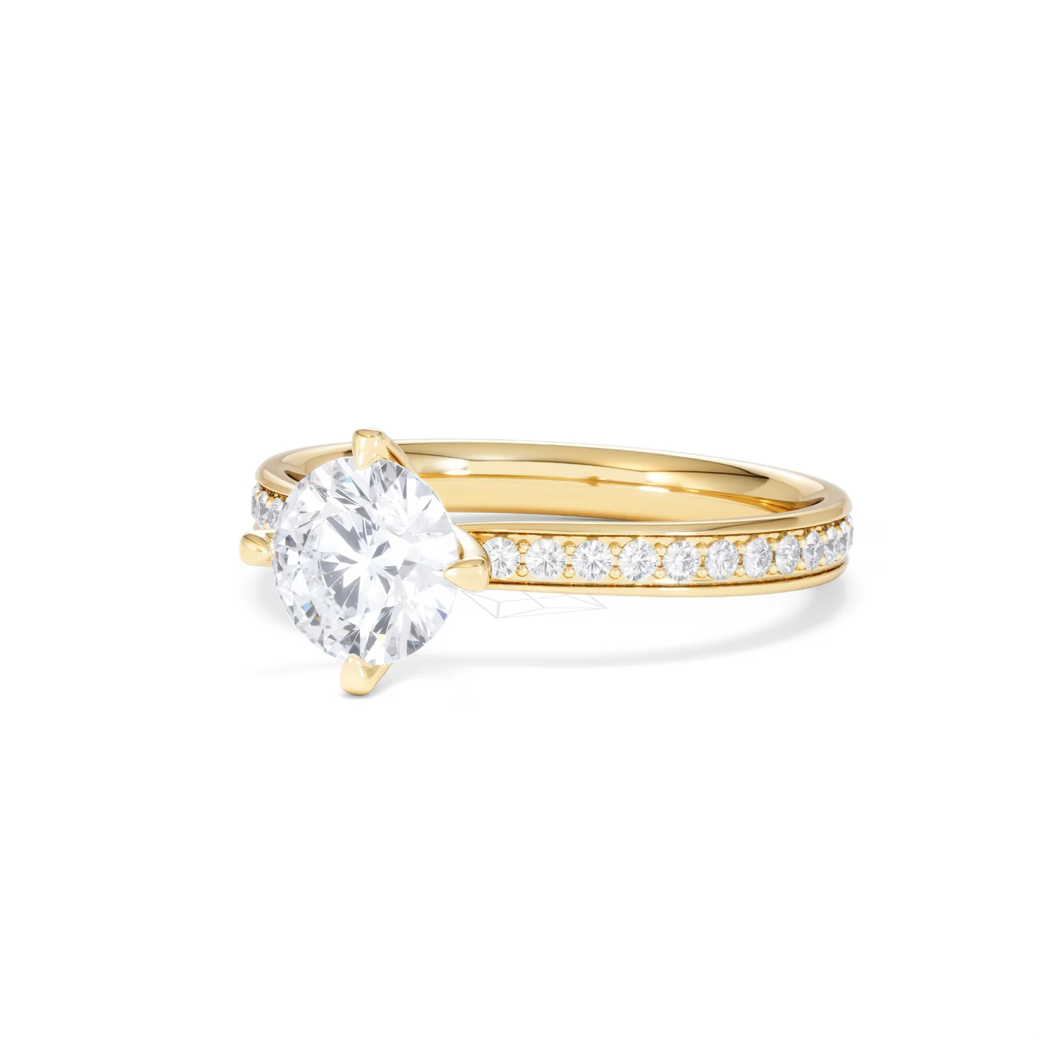 Origin Twist 1.00ct Round Cut Lab Diamond Solitaire Engagement Ring with Side Stones in 18K Yellow Gold - Image 81