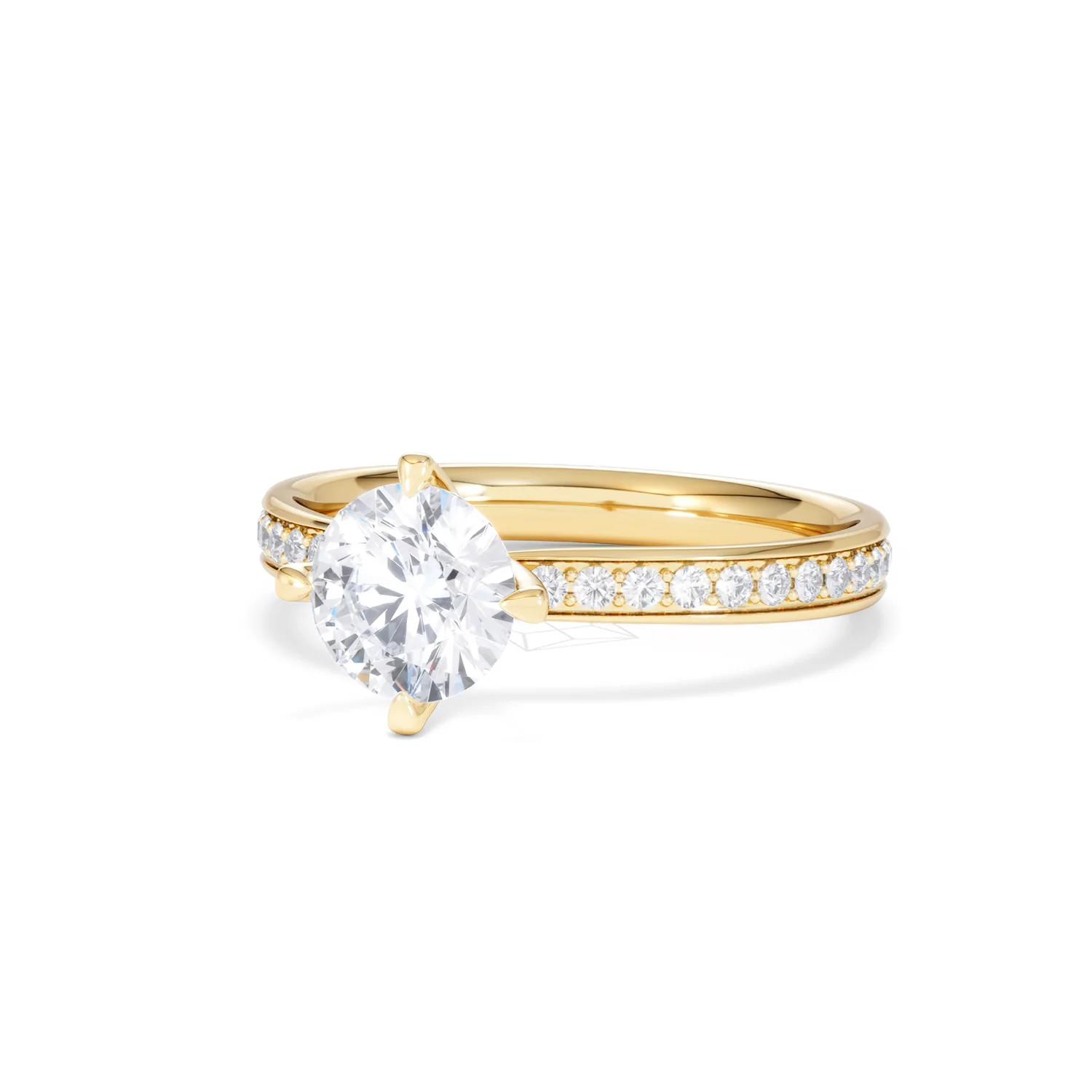 Origin Twist 1.00ct Round Cut Lab Diamond Solitaire Engagement Ring with Side Stones in 18K Yellow Gold - Image 82