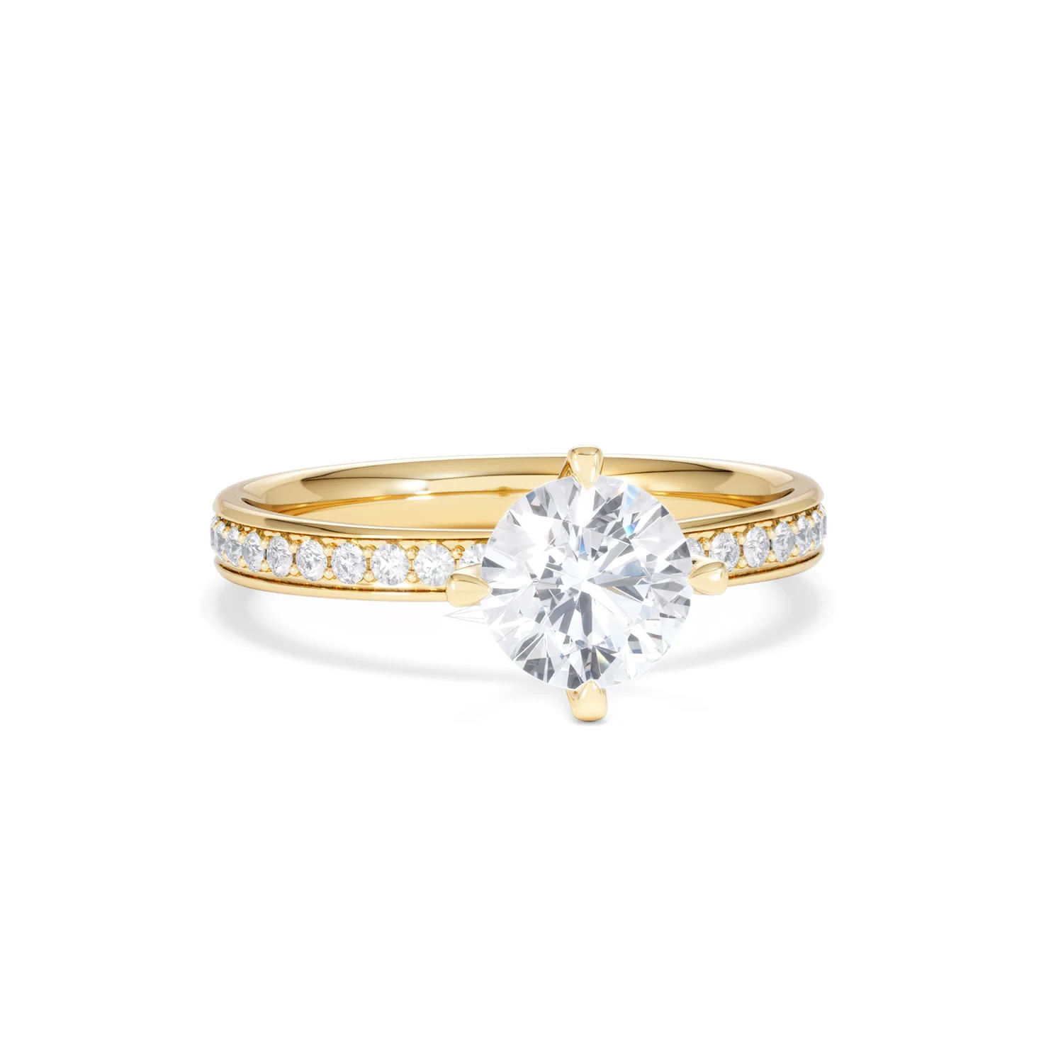 Origin Twist 1.00ct Round Cut Lab Diamond Solitaire Engagement Ring with Side Stones in 18K Yellow Gold - Image 9