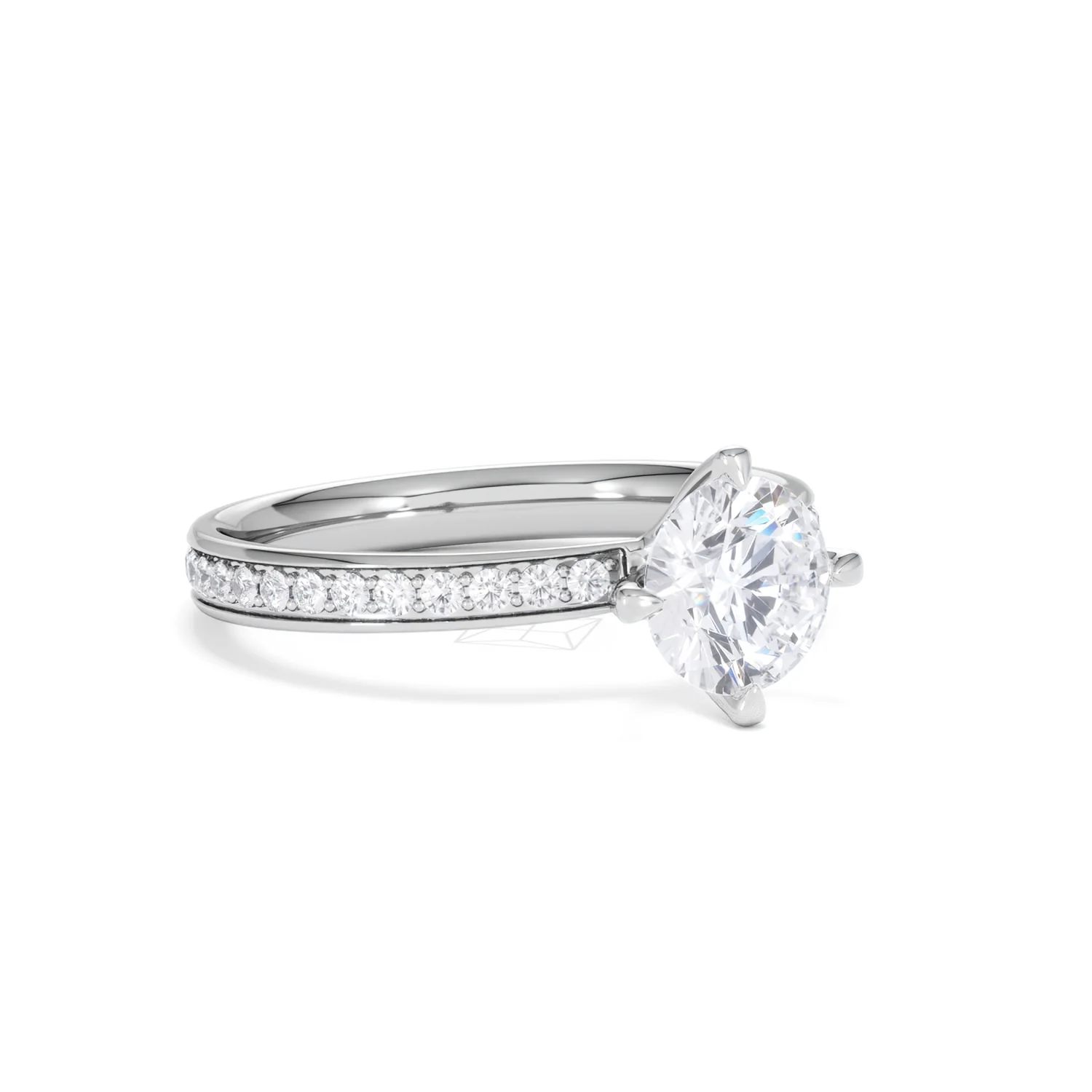 Origin Twist 1.00ct Round Cut Lab Diamond Solitaire Engagement Ring with Side Stones in Platinum - Image 14