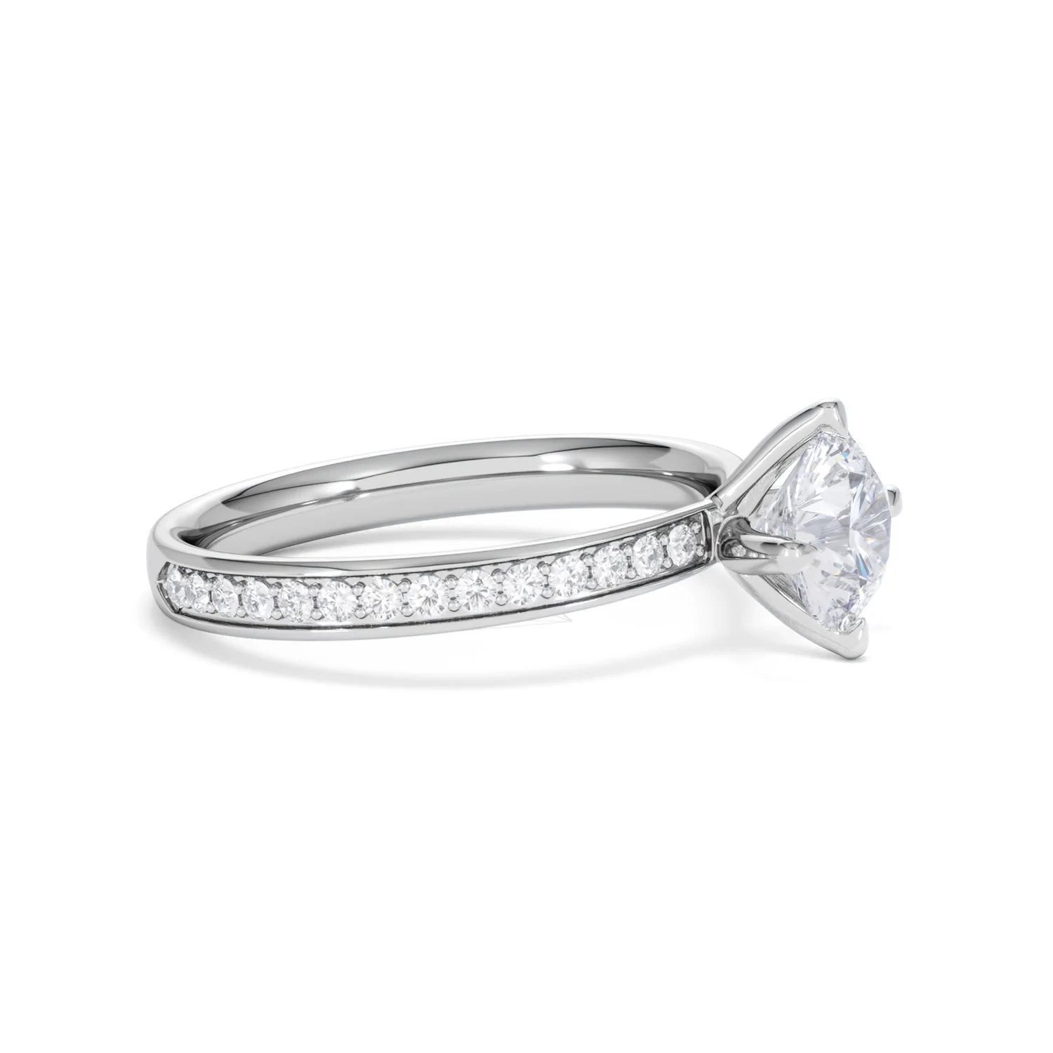Origin Twist 1.00ct Round Cut Lab Diamond Solitaire Engagement Ring with Side Stones in Platinum - Image 21