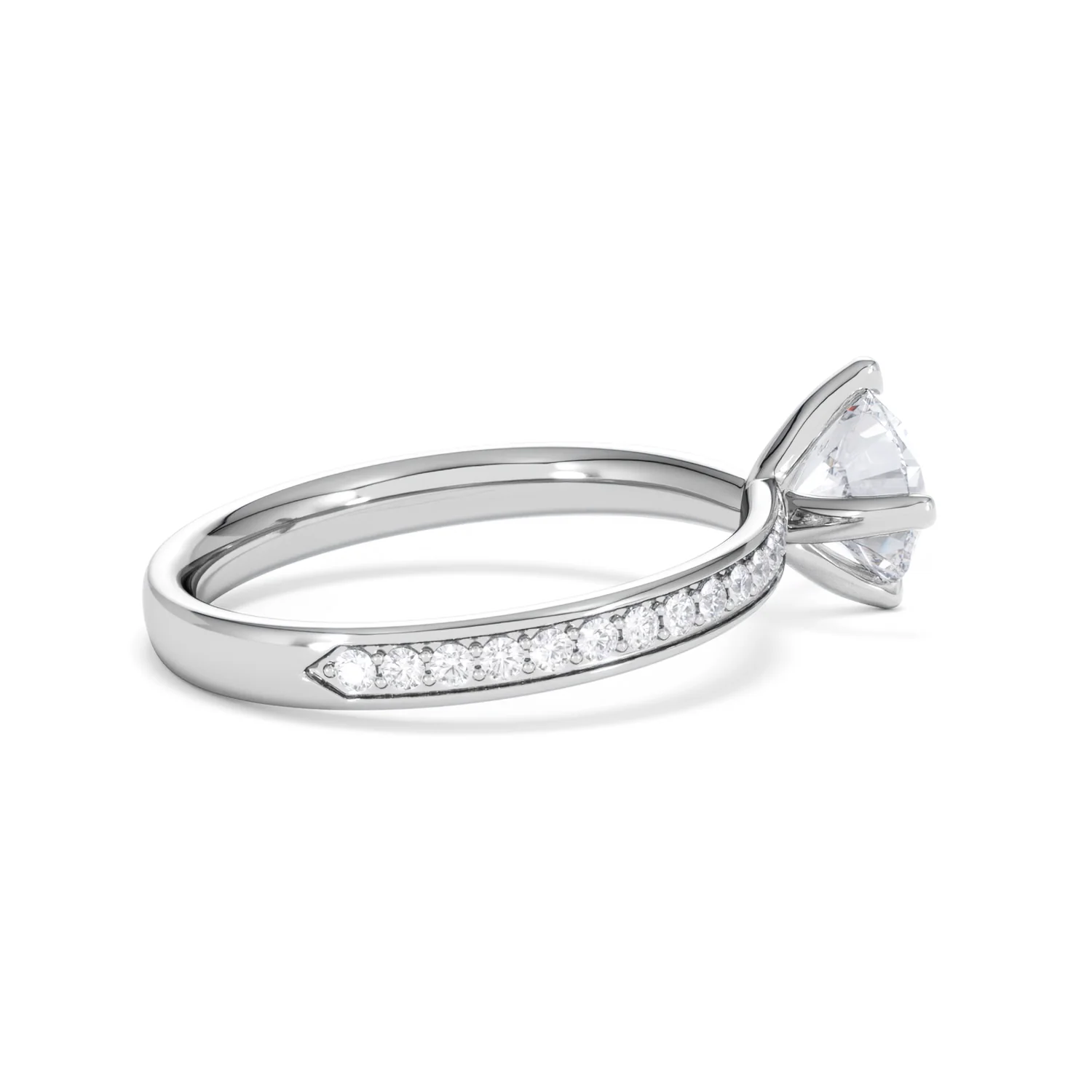 Origin Twist 1.00ct Round Cut Lab Diamond Solitaire Engagement Ring with Side Stones in Platinum - Image 31