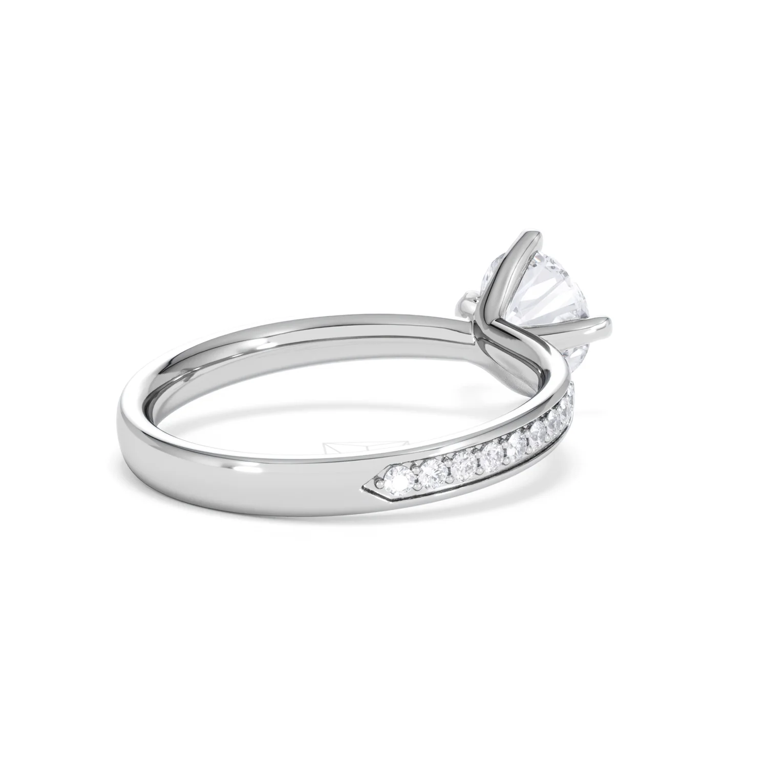 Origin Twist 1.00ct Round Cut Lab Diamond Solitaire Engagement Ring with Side Stones in Platinum - Image 38