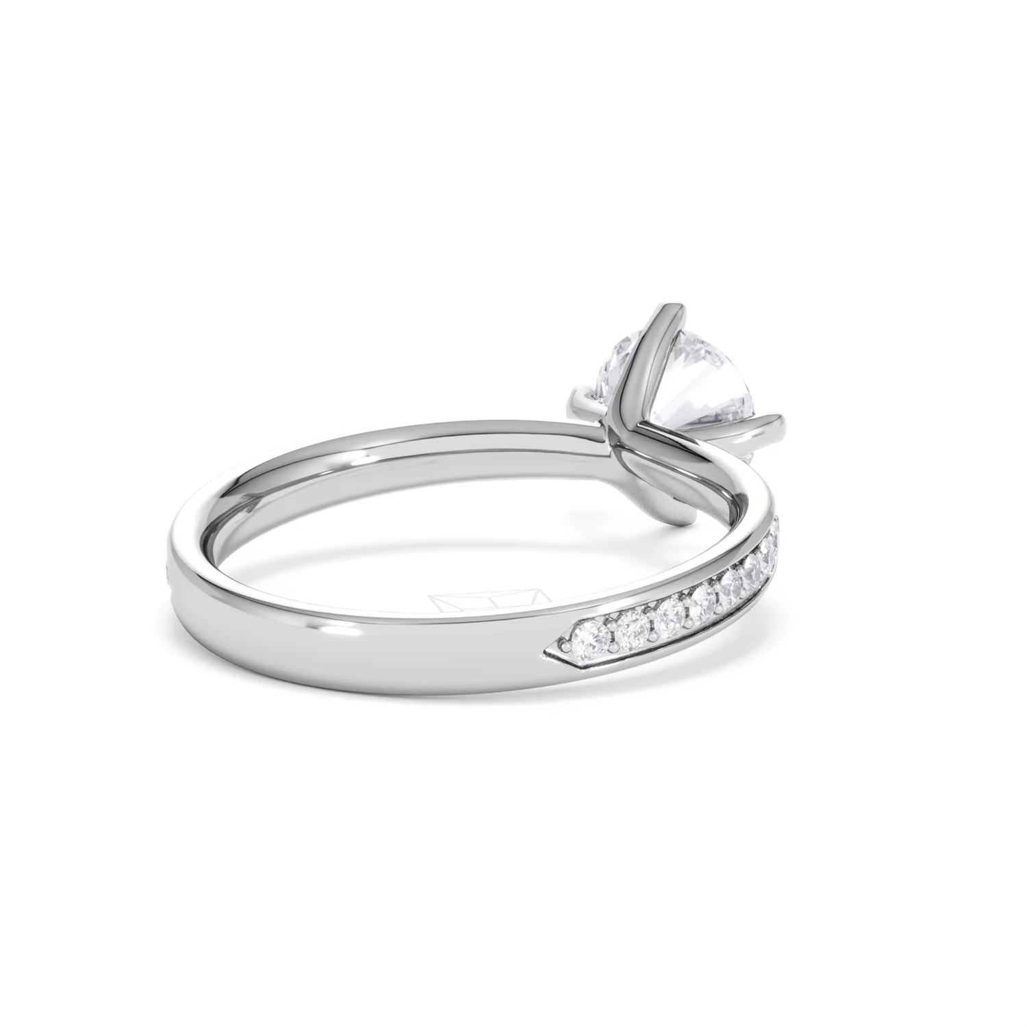 Origin Twist 1.00ct Round Cut Lab Diamond Solitaire Engagement Ring with Side Stones in Platinum - Image 40