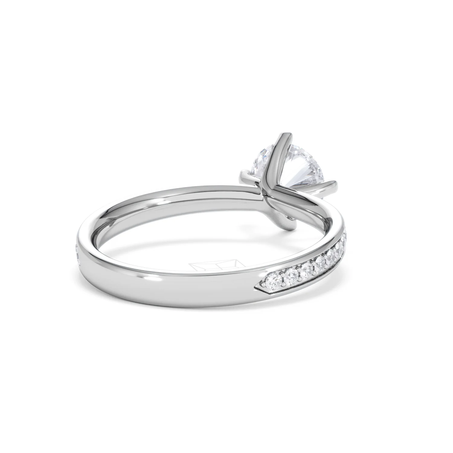 Origin Twist 1.00ct Round Cut Lab Diamond Solitaire Engagement Ring with Side Stones in Platinum - Image 41