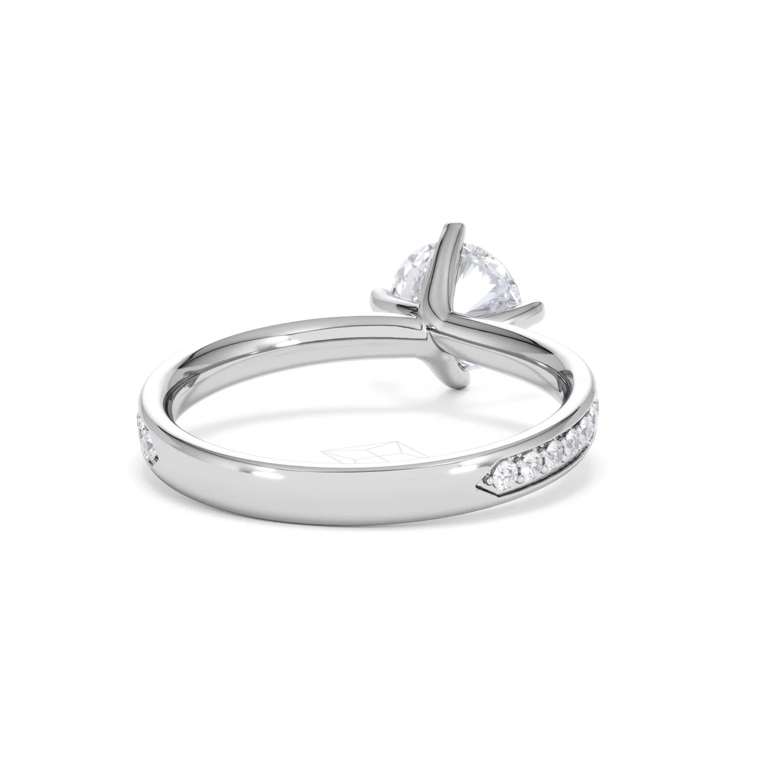 Origin Twist 1.00ct Round Cut Lab Diamond Solitaire Engagement Ring with Side Stones in Platinum - Image 43