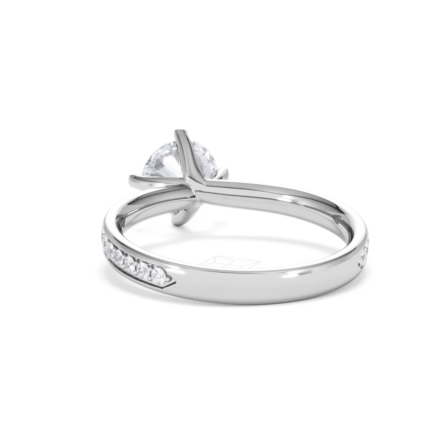 Origin Twist 1.00ct Round Cut Lab Diamond Solitaire Engagement Ring with Side Stones in Platinum - Image 51