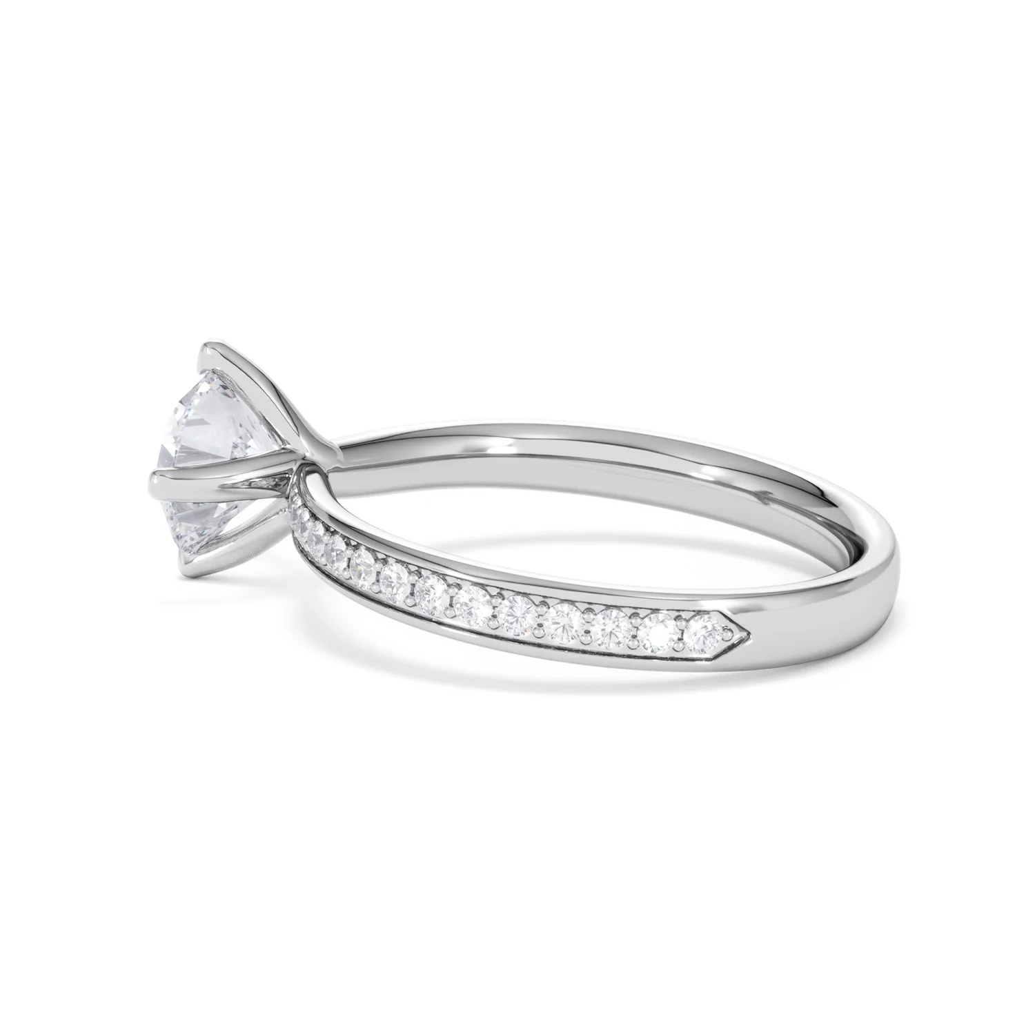 Origin Twist 1.00ct Round Cut Lab Diamond Solitaire Engagement Ring with Side Stones in Platinum - Image 63