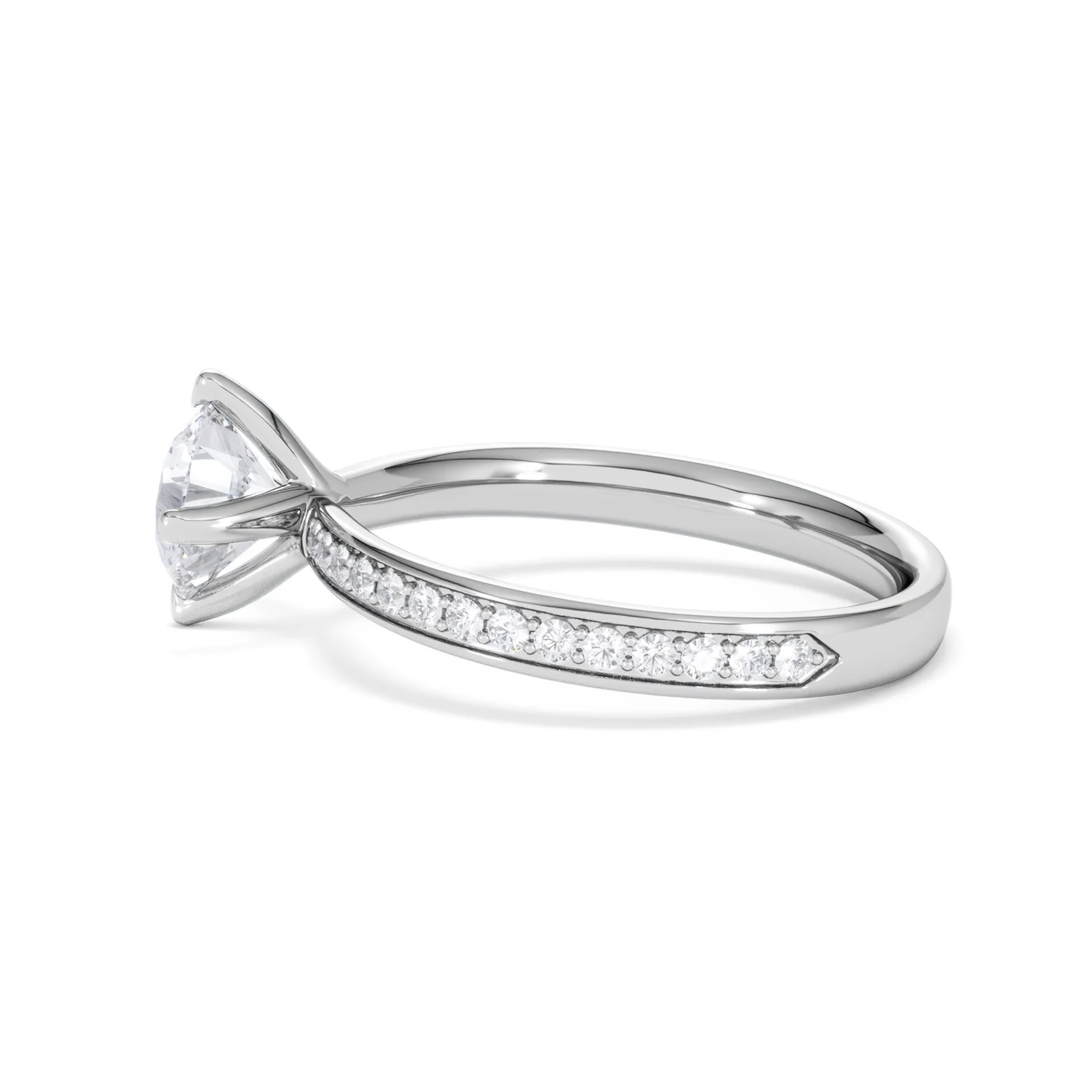Origin Twist 1.00ct Round Cut Lab Diamond Solitaire Engagement Ring with Side Stones in Platinum - Image 65