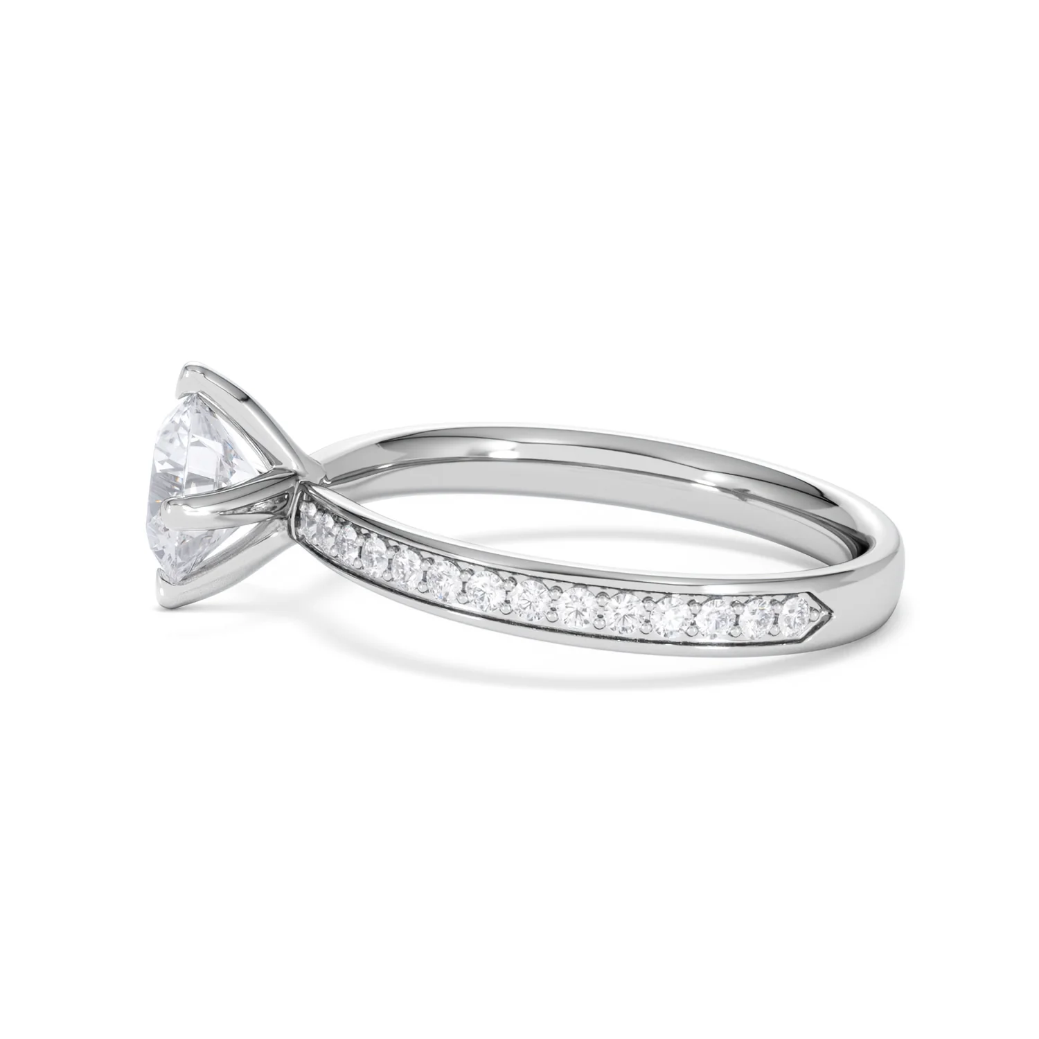 Origin Twist 1.00ct Round Cut Lab Diamond Solitaire Engagement Ring with Side Stones in Platinum - Image 67