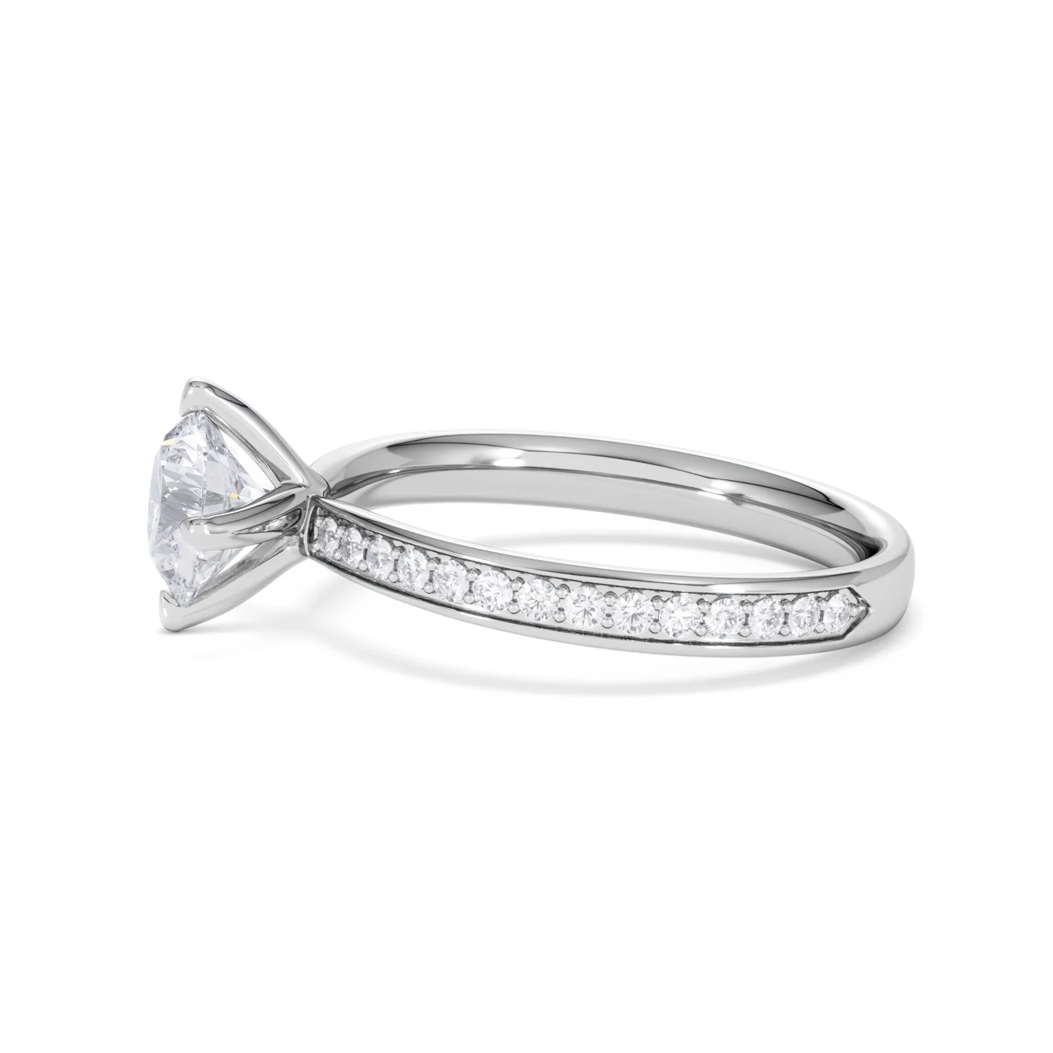 Origin Twist 1.00ct Round Cut Lab Diamond Solitaire Engagement Ring with Side Stones in Platinum - Image 69