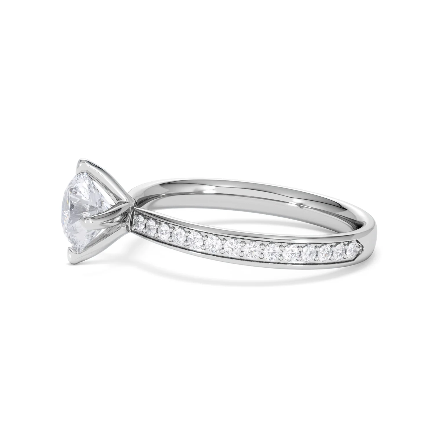 Origin Twist 1.00ct Round Cut Lab Diamond Solitaire Engagement Ring with Side Stones in Platinum - Image 70