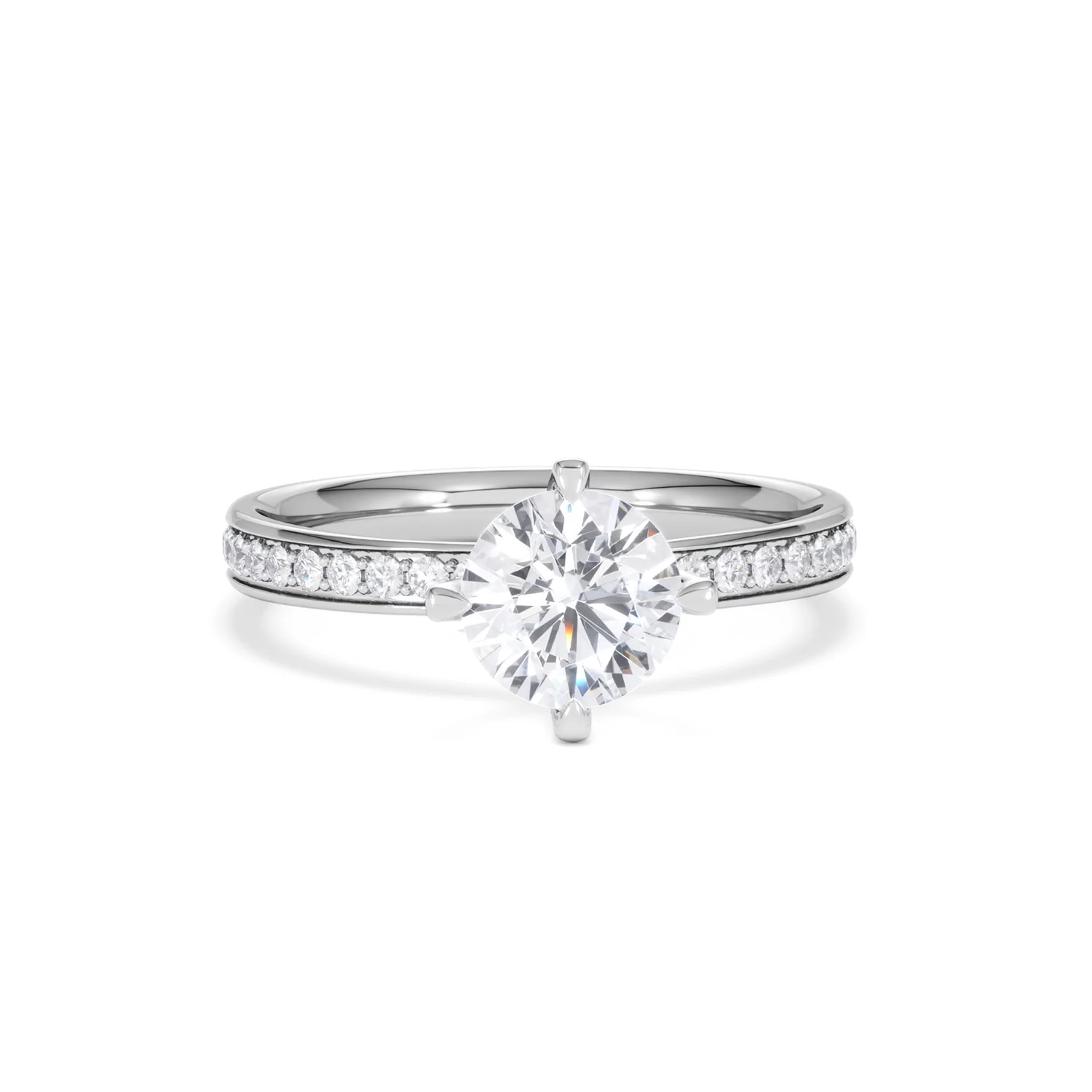 Origin Twist 1.00ct Round Cut Lab Diamond Solitaire Engagement Ring with Side Stones in Platinum - Image 8