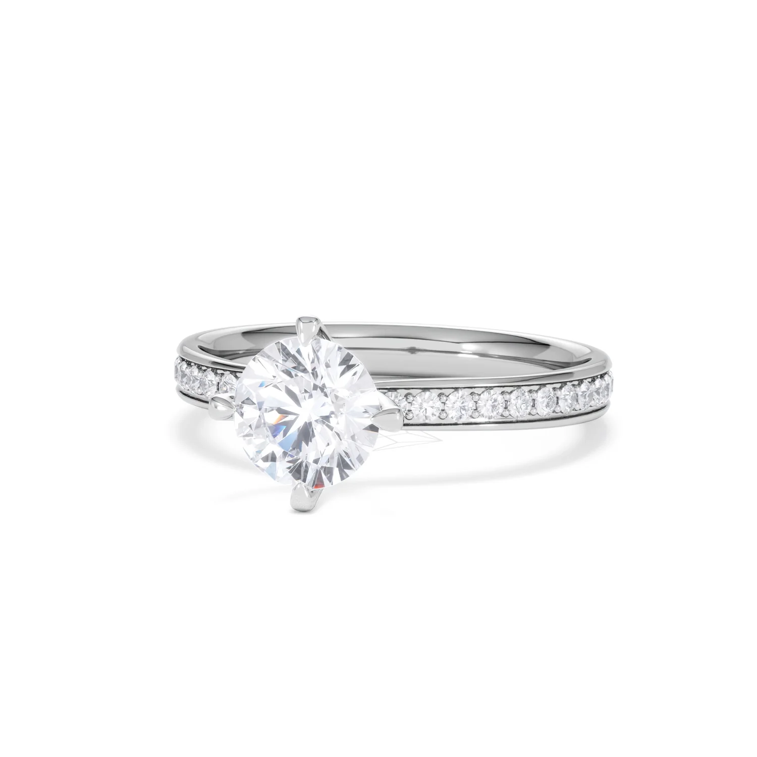 Origin Twist 1.00ct Round Cut Lab Diamond Solitaire Engagement Ring with Side Stones in Platinum - Image 83