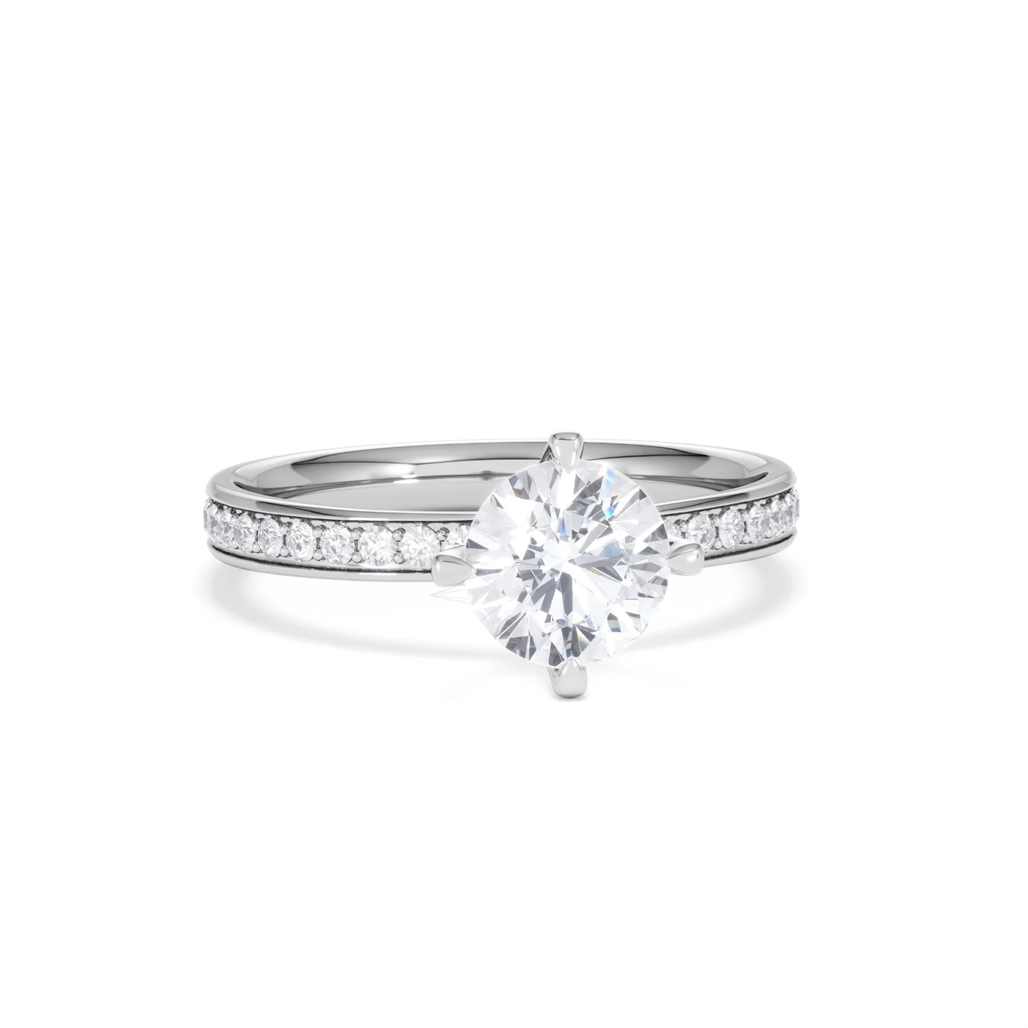 Origin Twist 1.00ct Round Cut Lab Diamond Solitaire Engagement Ring with Side Stones in Platinum - Image 9