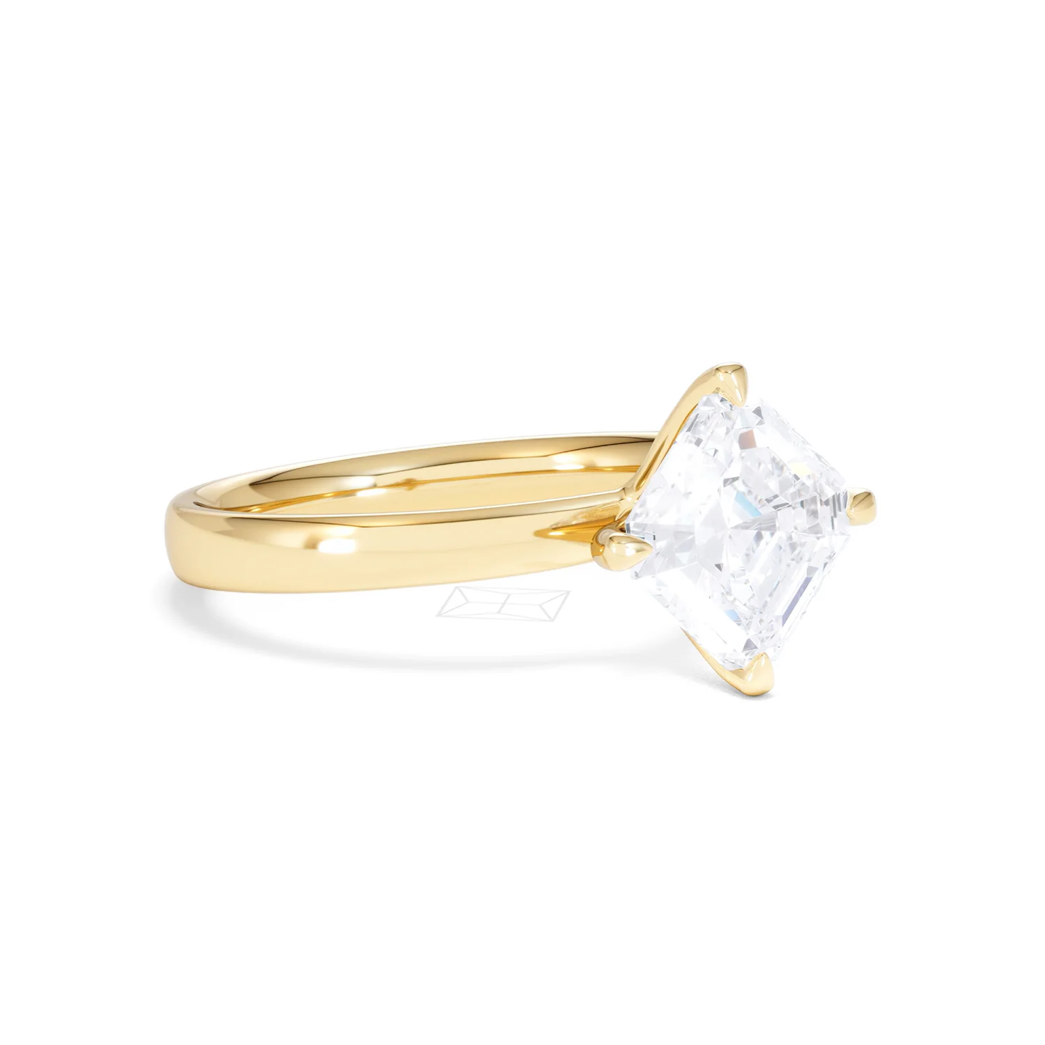 Origin Twist 2.00ct Asscher Cut Lab Diamond Solitaire Engagement Ring in 18K Yellow Gold - Image 15
