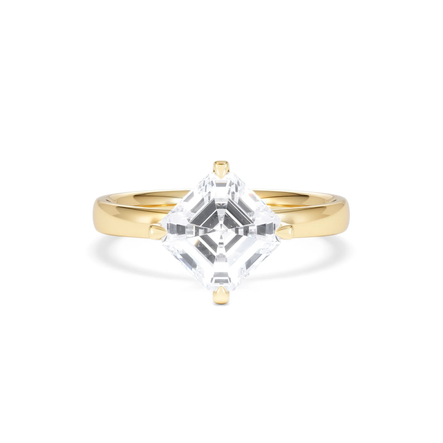 Origin Twist 2.00ct Asscher Cut Lab Diamond Solitaire Engagement Ring in 18K Yellow Gold - Image 7