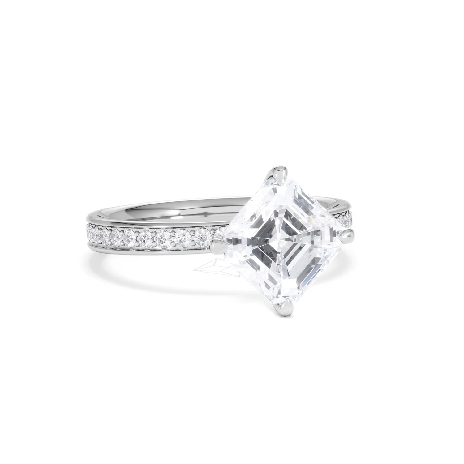 Origin Twist 2.00ct Asscher Cut Lab Diamond Solitaire Engagement Ring with Side Stones in 18K White Gold - Image 13