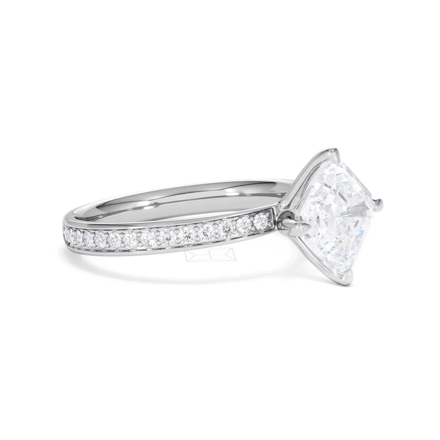 Origin Twist 2.00ct Asscher Cut Lab Diamond Solitaire Engagement Ring with Side Stones in 18K White Gold - Image 20