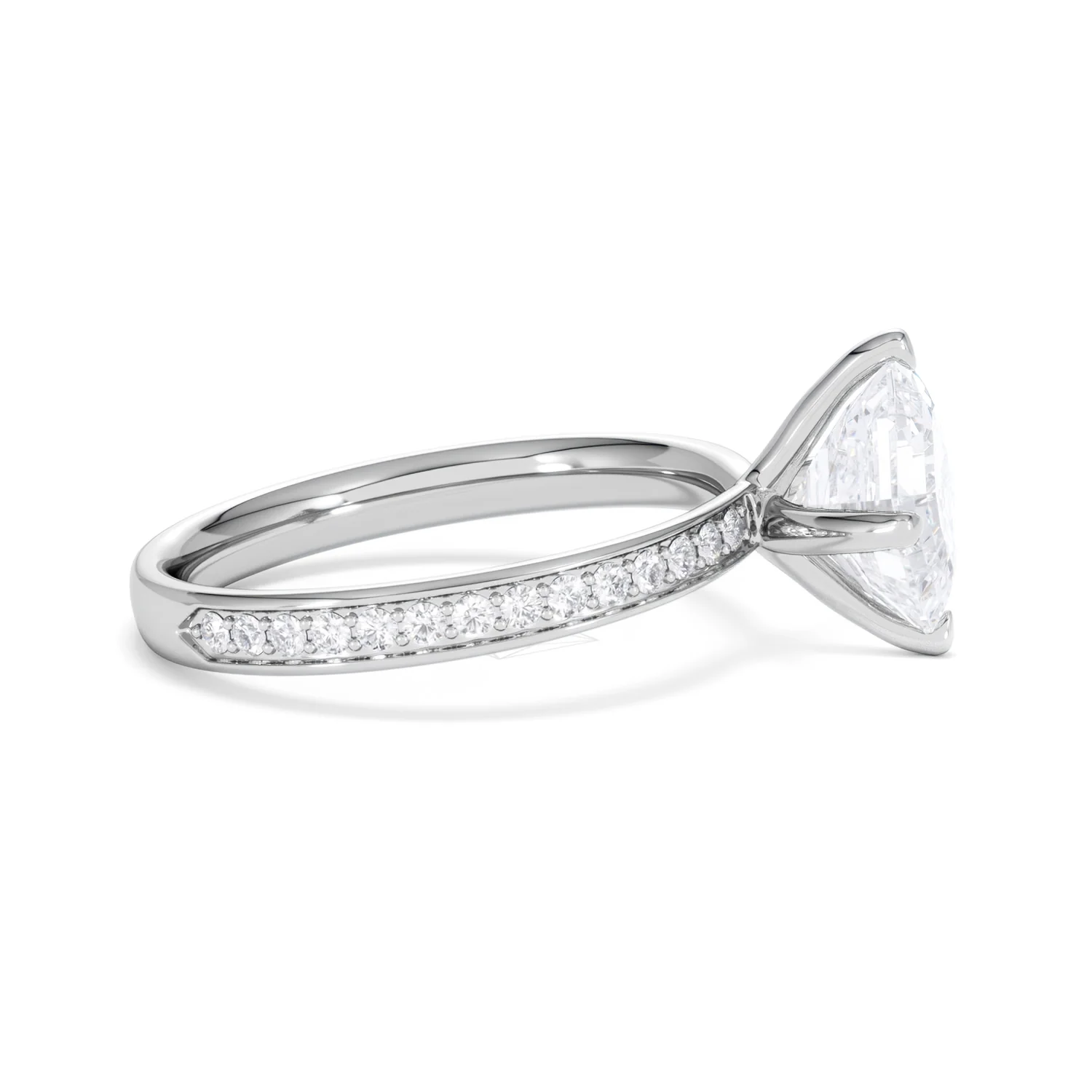 Origin Twist 2.00ct Asscher Cut Lab Diamond Solitaire Engagement Ring with Side Stones in 18K White Gold - Image 27