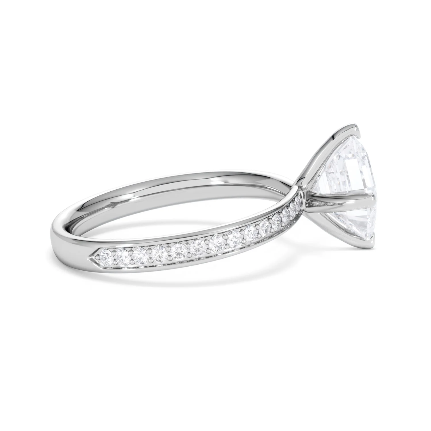 Origin Twist 2.00ct Asscher Cut Lab Diamond Solitaire Engagement Ring with Side Stones in 18K White Gold - Image 30