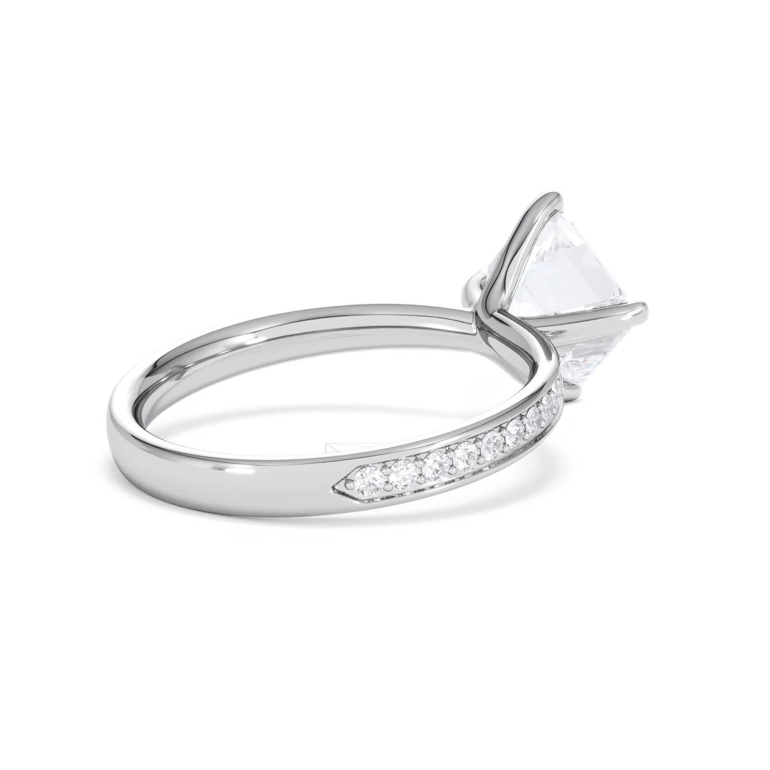 Origin Twist 2.00ct Asscher Cut Lab Diamond Solitaire Engagement Ring with Side Stones in 18K White Gold - Image 39