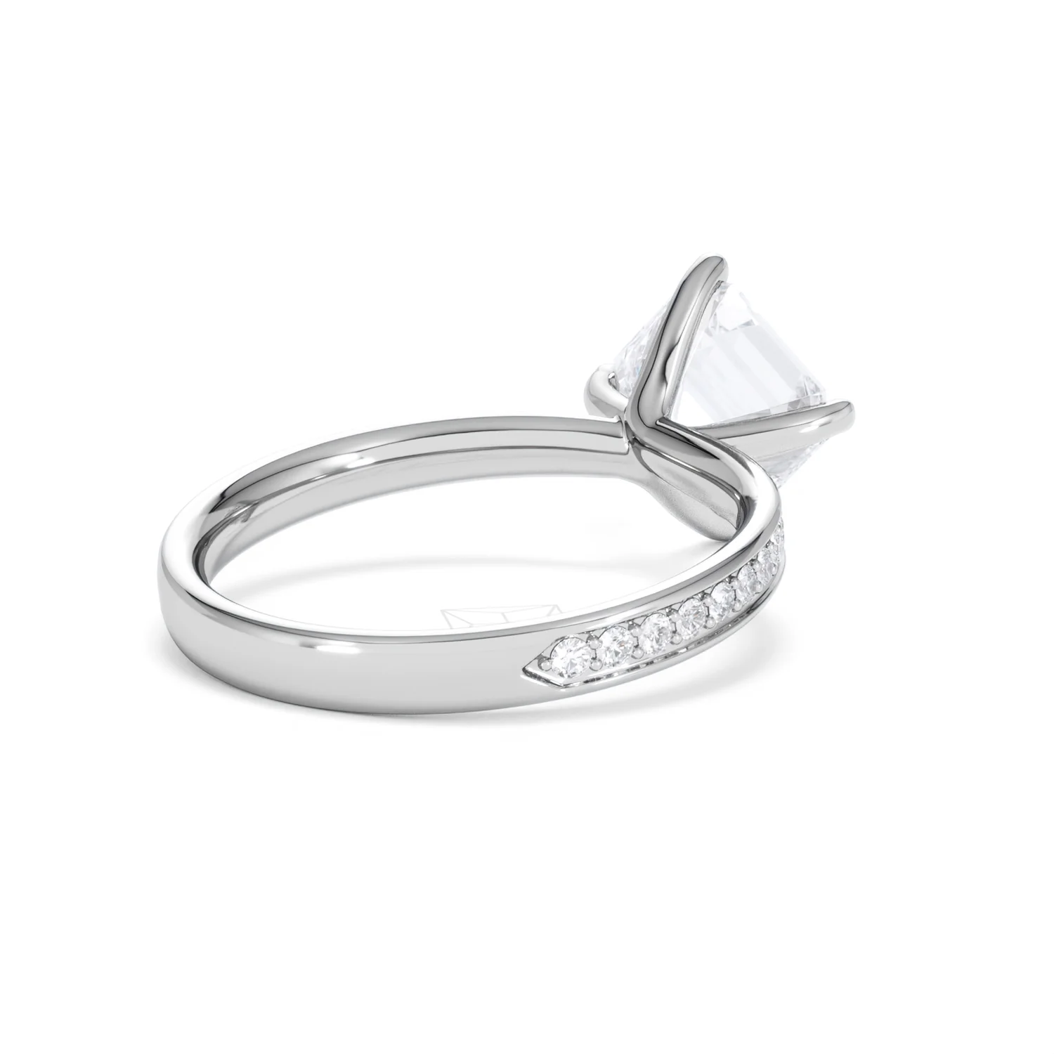 Origin Twist 2.00ct Asscher Cut Lab Diamond Solitaire Engagement Ring with Side Stones in 18K White Gold - Image 41