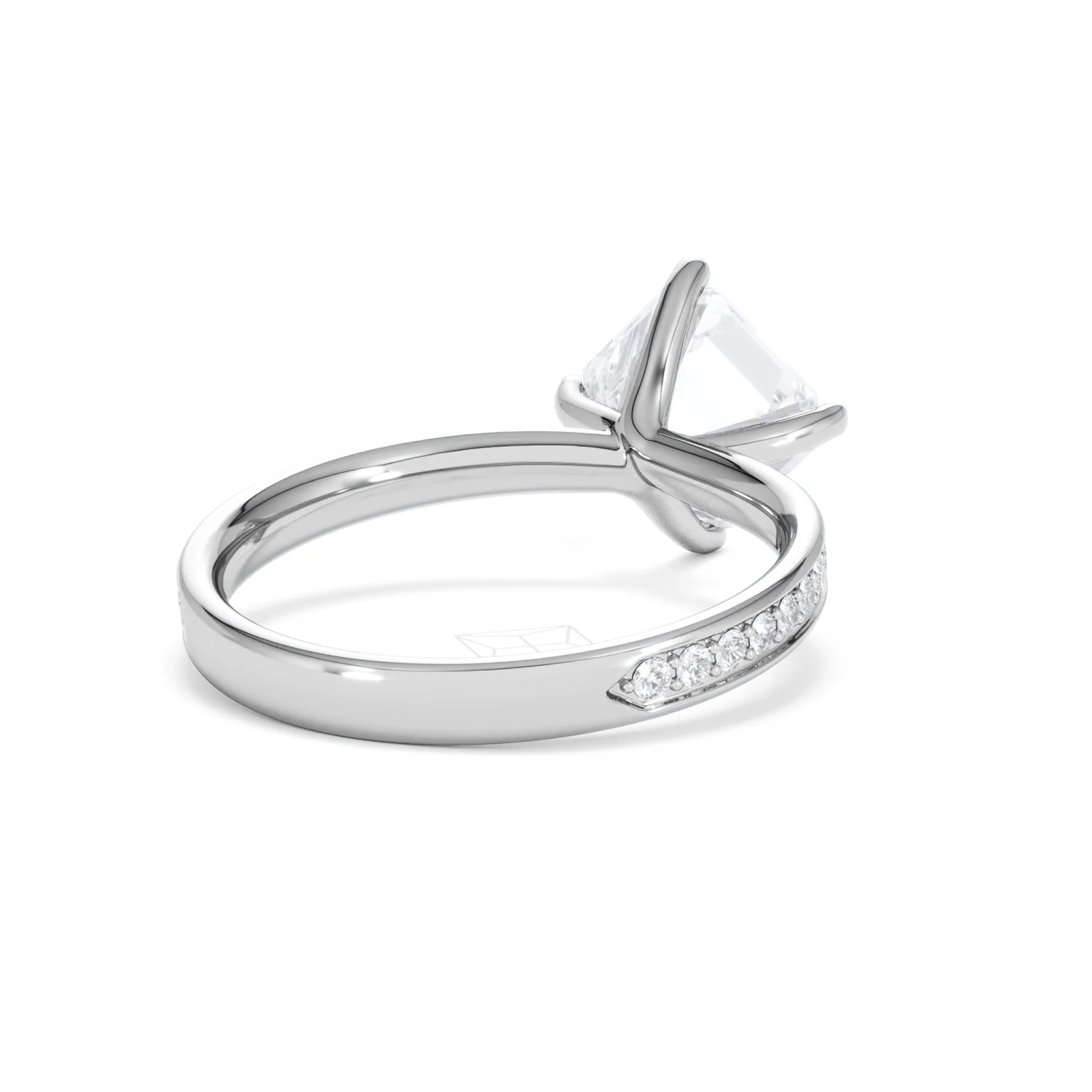 Origin Twist 2.00ct Asscher Cut Lab Diamond Solitaire Engagement Ring with Side Stones in 18K White Gold - Image 43