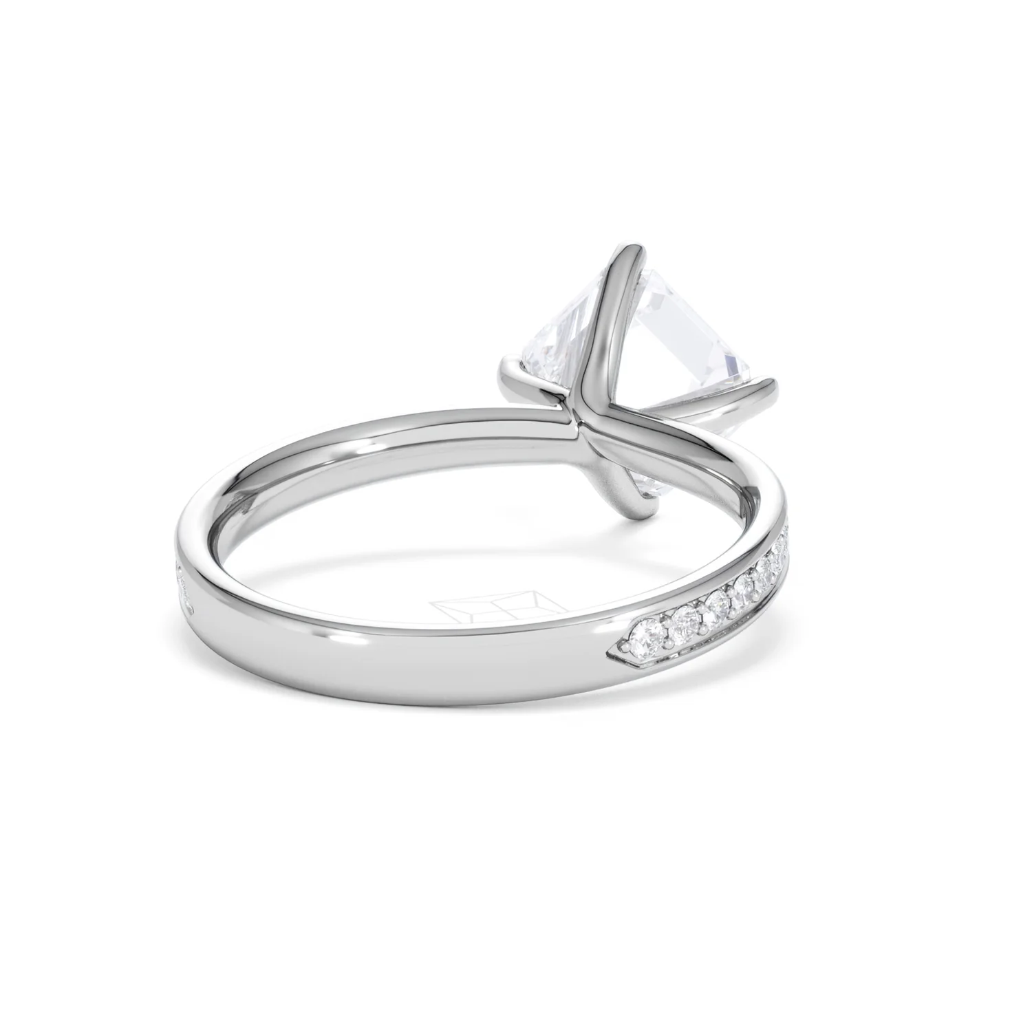 Origin Twist 2.00ct Asscher Cut Lab Diamond Solitaire Engagement Ring with Side Stones in 18K White Gold - Image 44