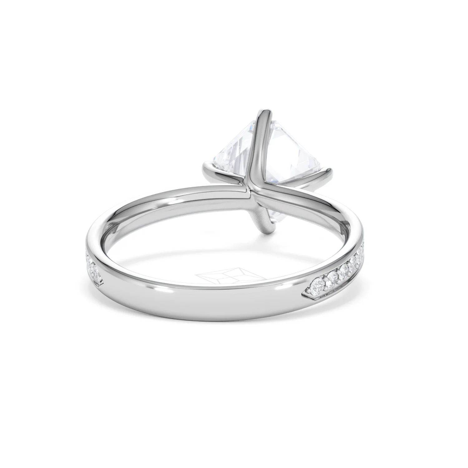 Origin Twist 2.00ct Asscher Cut Lab Diamond Solitaire Engagement Ring with Side Stones in 18K White Gold - Image 46