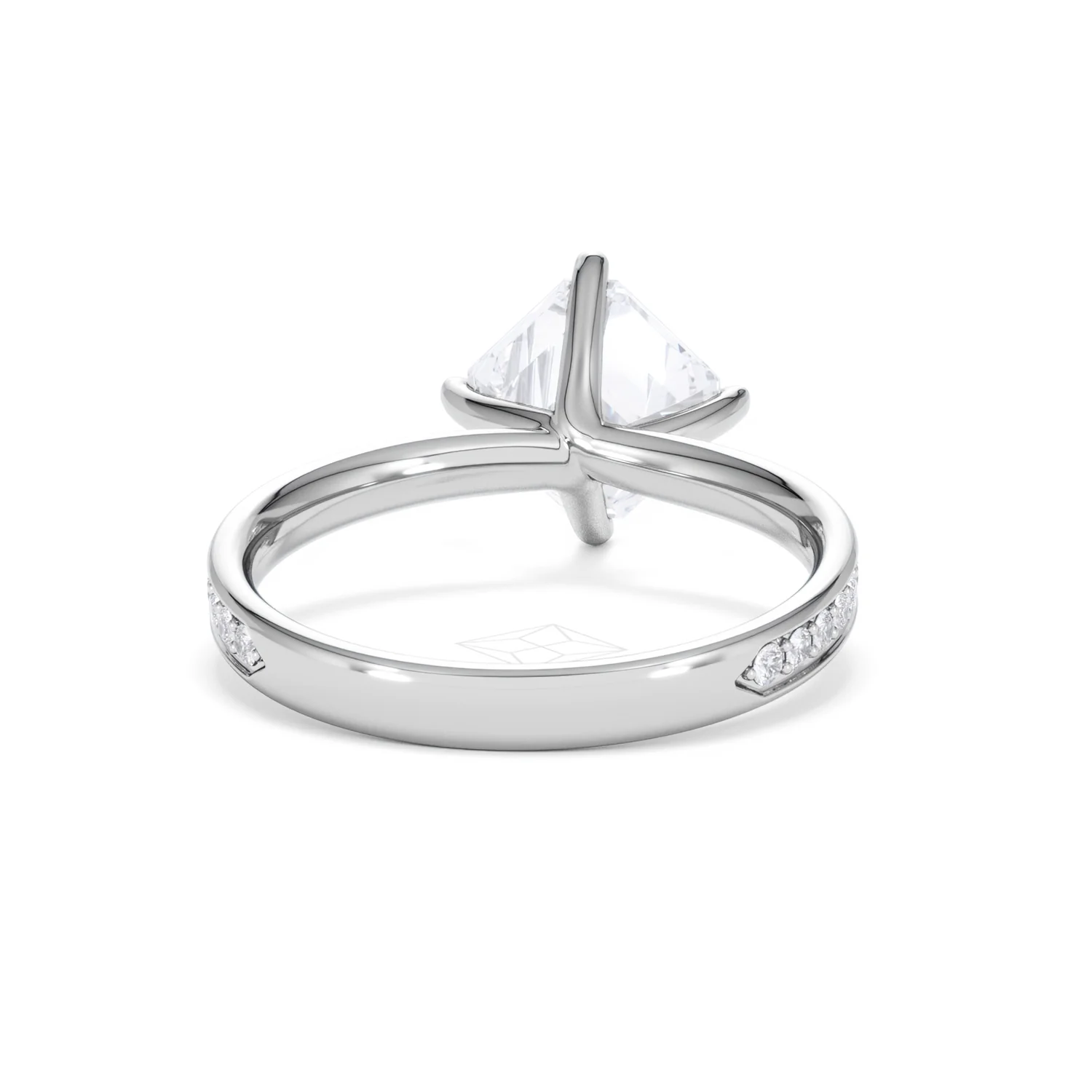 Origin Twist 2.00ct Asscher Cut Lab Diamond Solitaire Engagement Ring with Side Stones in 18K White Gold - Image 47