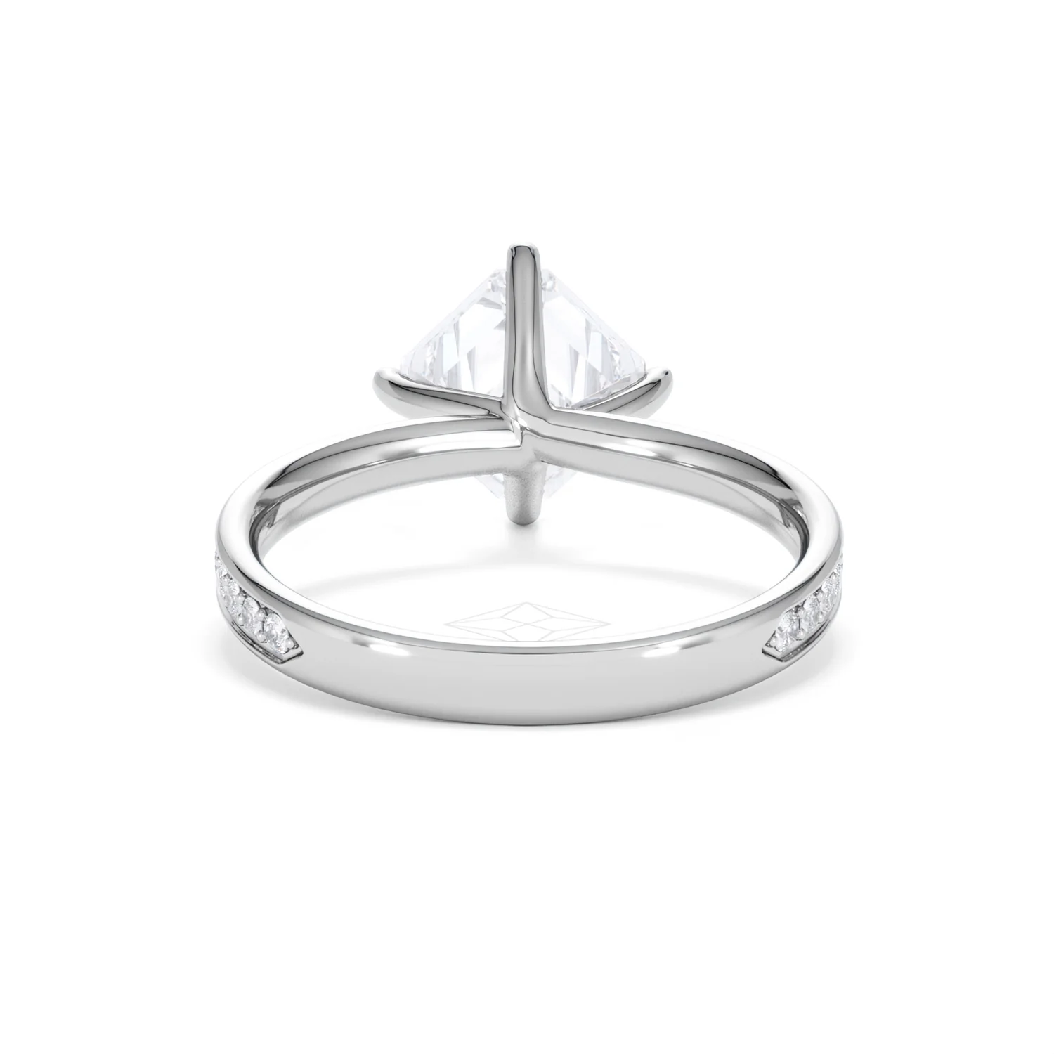 Origin Twist 2.00ct Asscher Cut Lab Diamond Solitaire Engagement Ring with Side Stones in 18K White Gold - Image 49