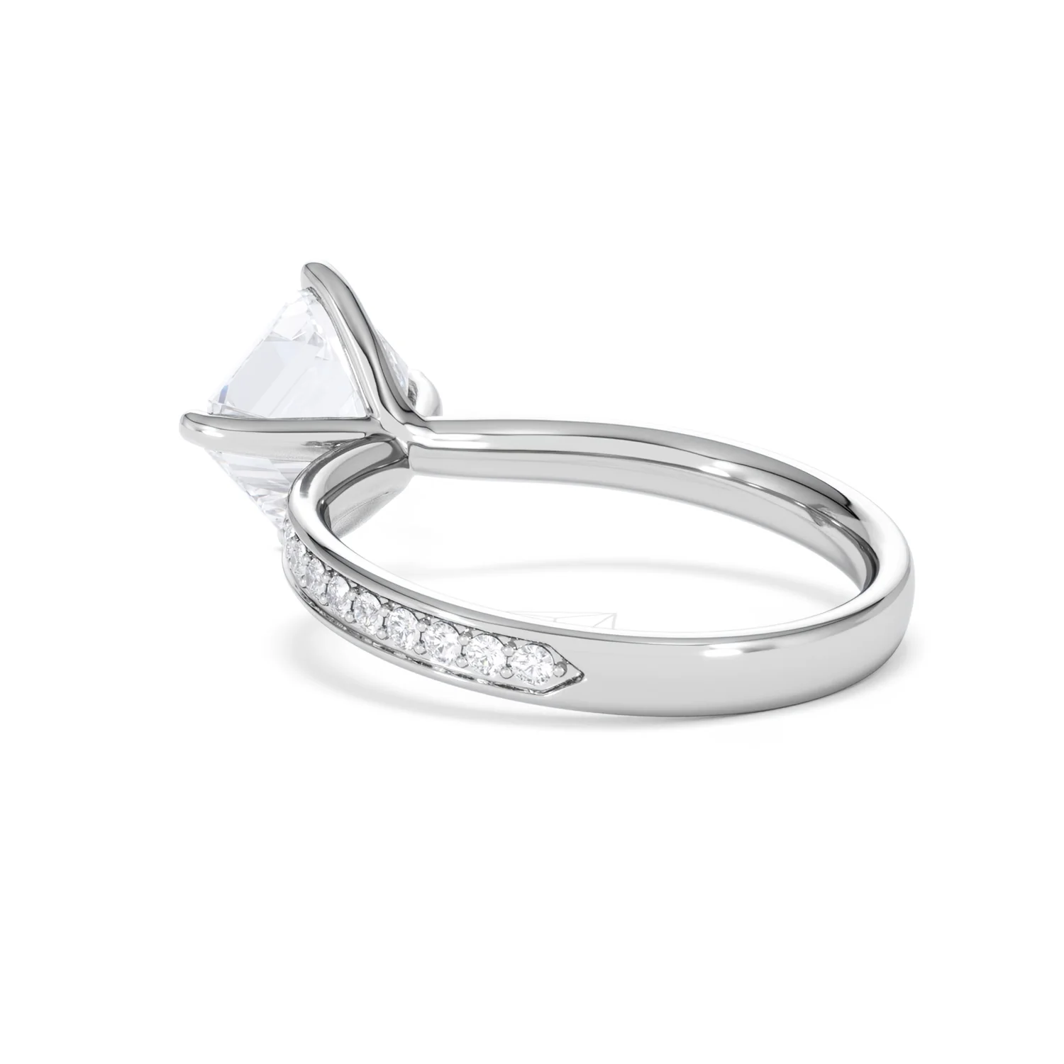 Origin Twist 2.00ct Asscher Cut Lab Diamond Solitaire Engagement Ring with Side Stones in 18K White Gold - Image 58