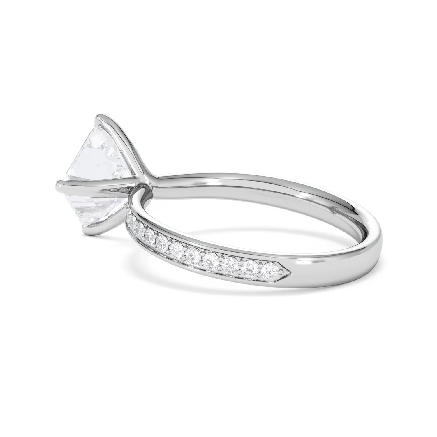 Origin Twist 2.00ct Asscher Cut Lab Diamond Solitaire Engagement Ring with Side Stones in 18K White Gold - Image 62