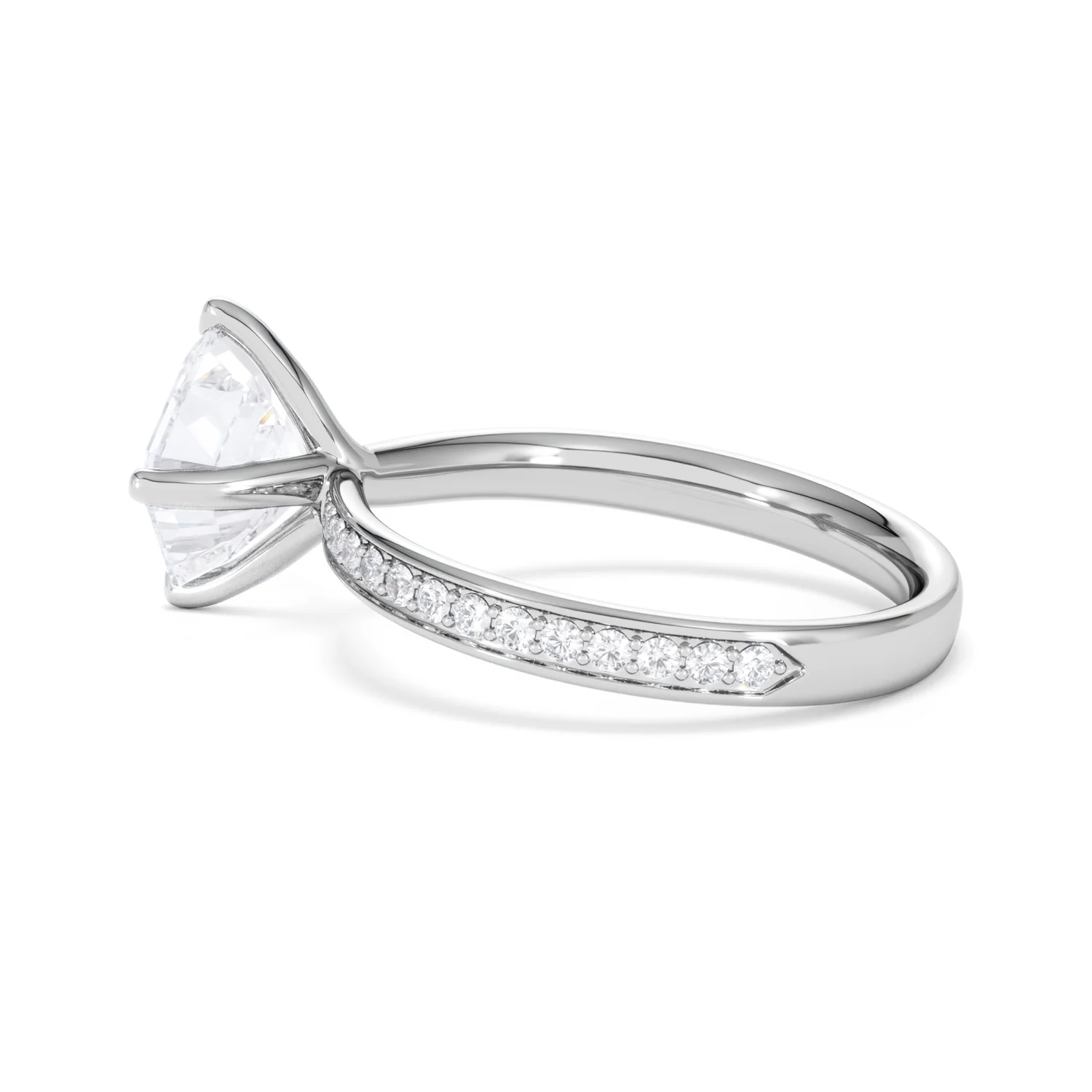 Origin Twist 2.00ct Asscher Cut Lab Diamond Solitaire Engagement Ring with Side Stones in 18K White Gold - Image 65