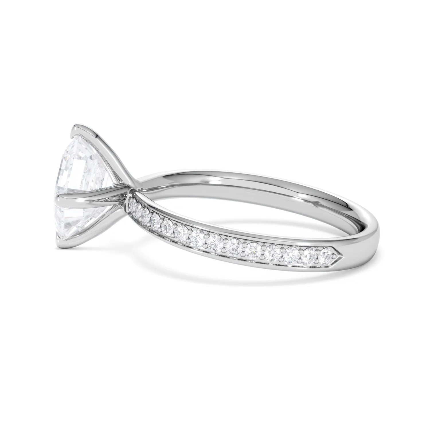 Origin Twist 2.00ct Asscher Cut Lab Diamond Solitaire Engagement Ring with Side Stones in 18K White Gold - Image 68