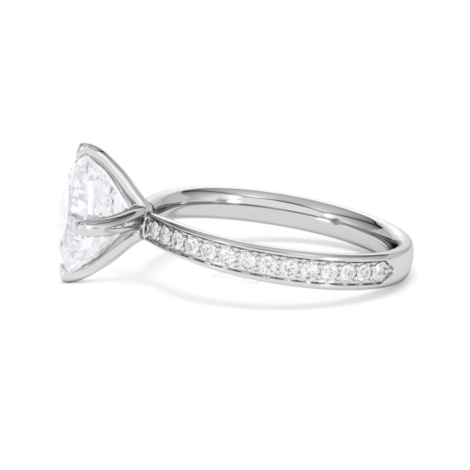 Origin Twist 2.00ct Asscher Cut Lab Diamond Solitaire Engagement Ring with Side Stones in 18K White Gold - Image 71