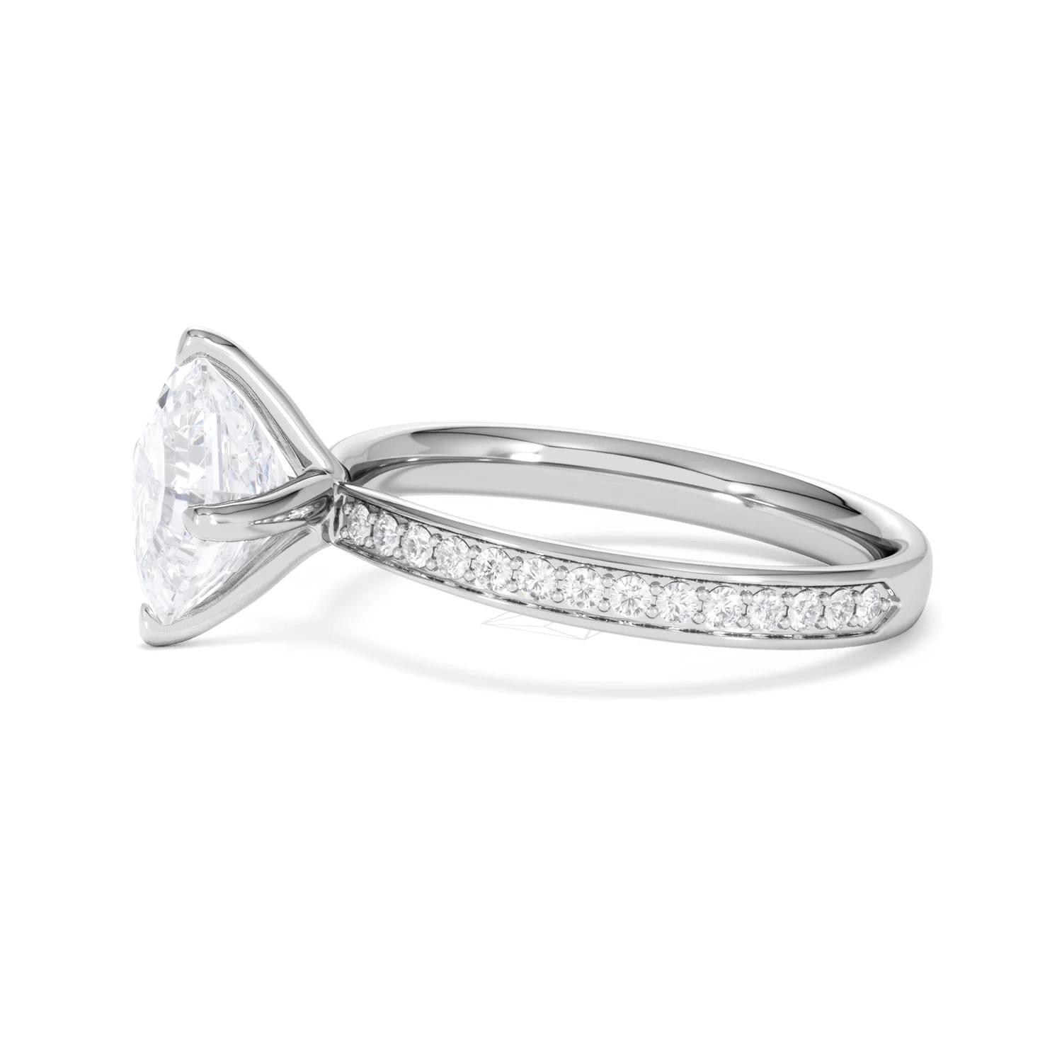 Origin Twist 2.00ct Asscher Cut Lab Diamond Solitaire Engagement Ring with Side Stones in 18K White Gold - Image 72