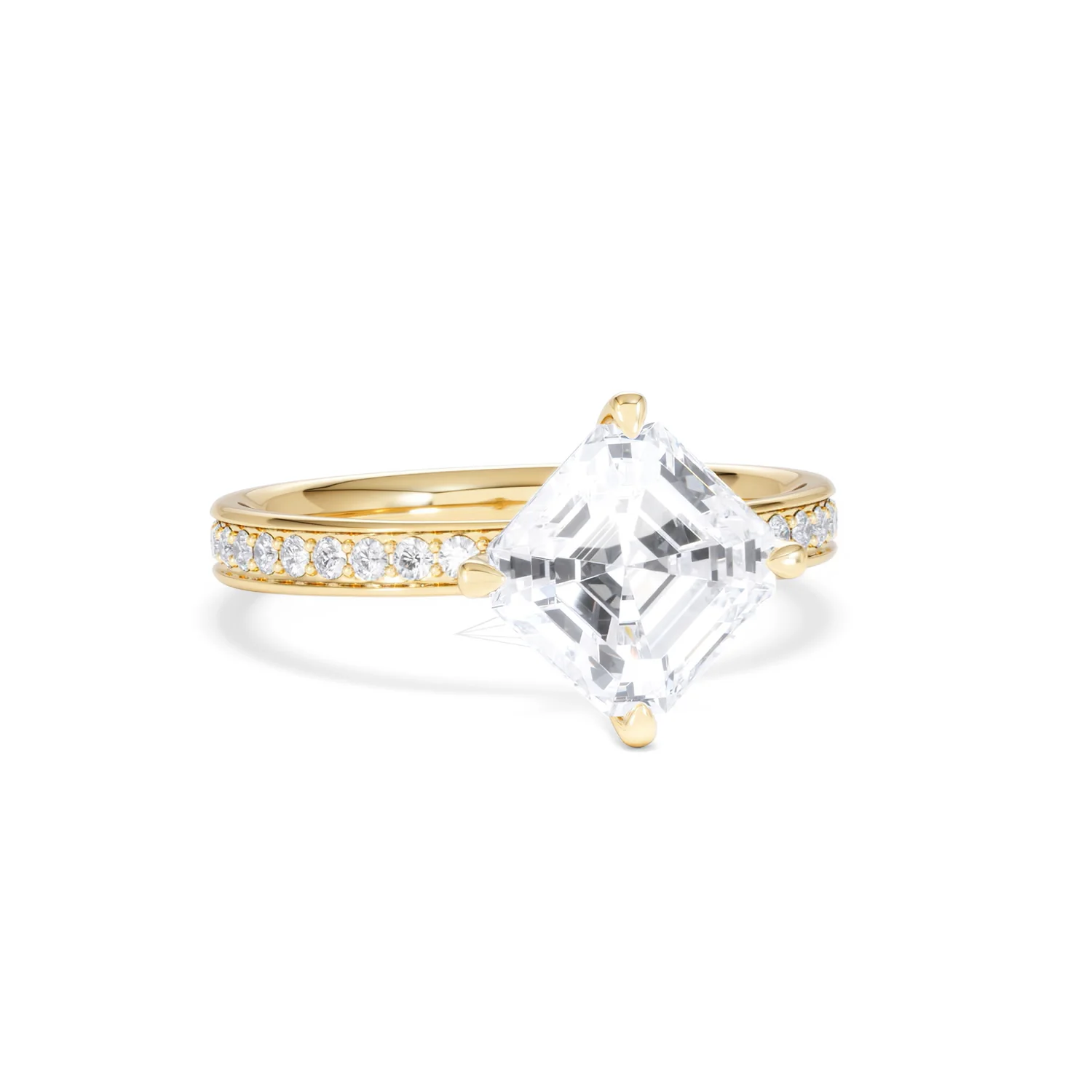 Origin Twist 2.00ct Asscher Cut Lab Diamond Solitaire Engagement Ring with Side Stones in 18K Yellow Gold - Image 12