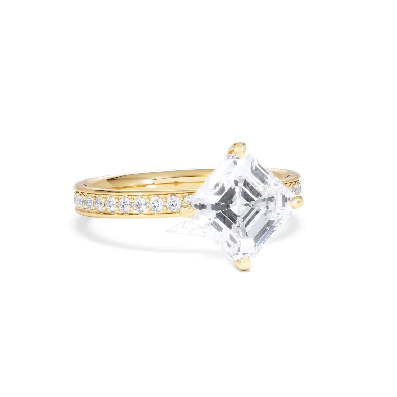 Origin Twist 2.00ct Asscher Cut Lab Diamond Solitaire Engagement Ring with Side Stones in 18K Yellow Gold - Image 13