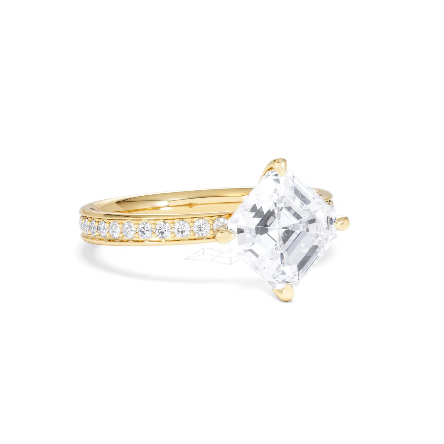 Origin Twist 2.00ct Asscher Cut Lab Diamond Solitaire Engagement Ring with Side Stones in 18K Yellow Gold - Image 14