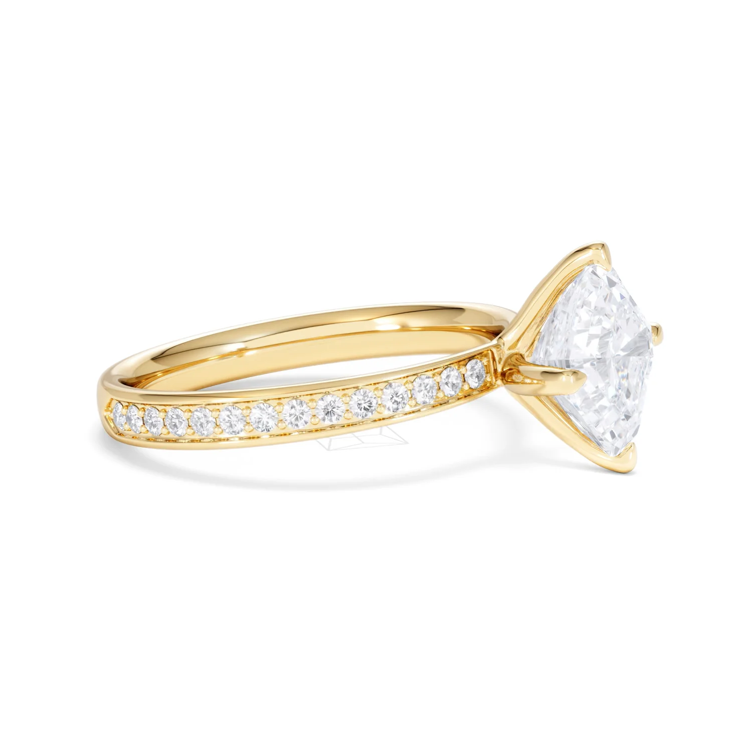 Origin Twist 2.00ct Asscher Cut Lab Diamond Solitaire Engagement Ring with Side Stones in 18K Yellow Gold - Image 23