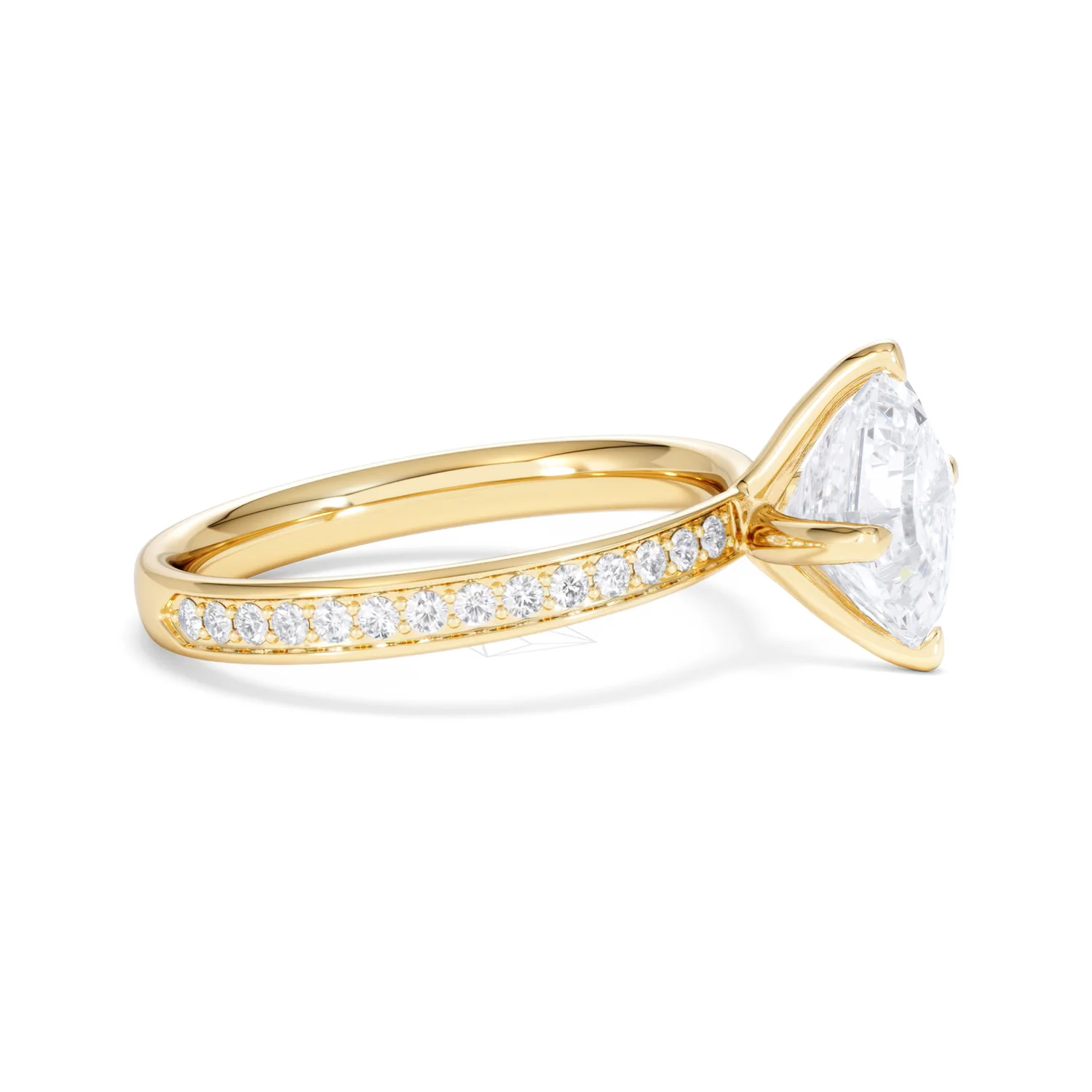 Origin Twist 2.00ct Asscher Cut Lab Diamond Solitaire Engagement Ring with Side Stones in 18K Yellow Gold - Image 25