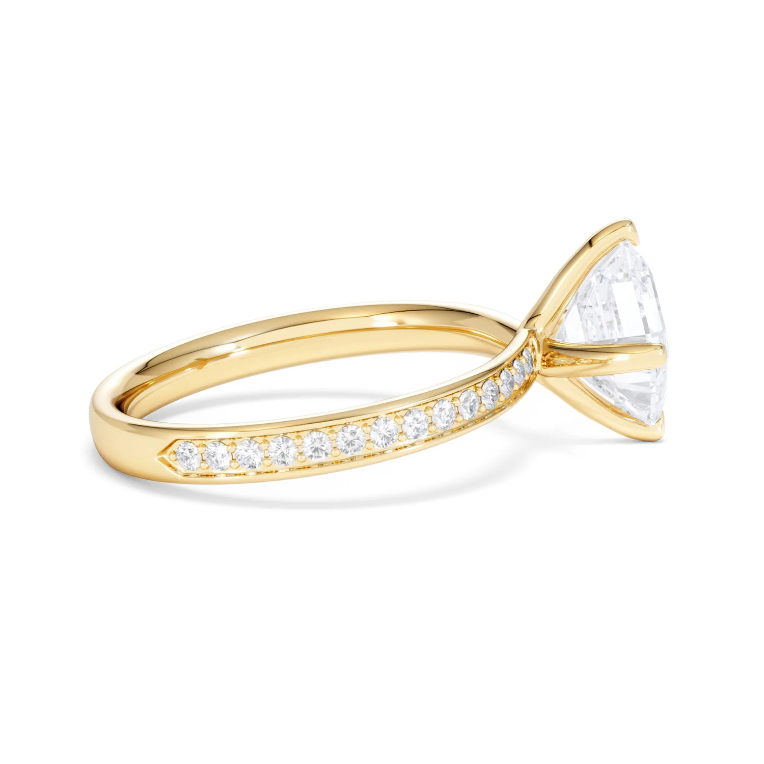 Origin Twist 2.00ct Asscher Cut Lab Diamond Solitaire Engagement Ring with Side Stones in 18K Yellow Gold - Image 30