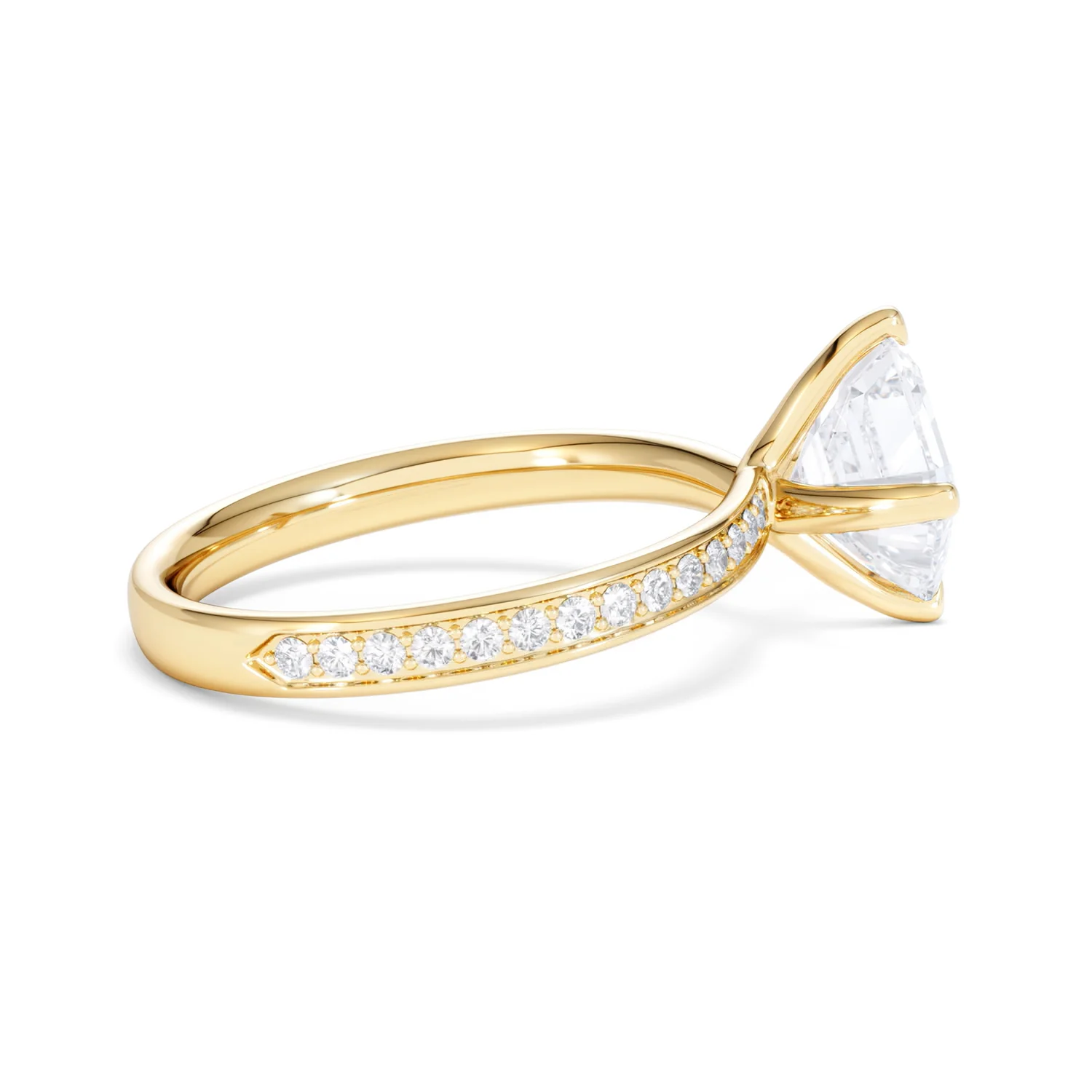 Origin Twist 2.00ct Asscher Cut Lab Diamond Solitaire Engagement Ring with Side Stones in 18K Yellow Gold - Image 31